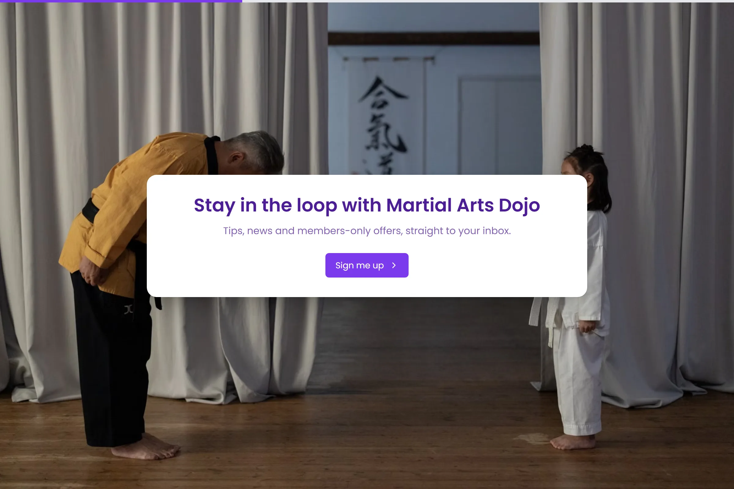 Martial Arts Dojo Newsletter & Updates Signup template preview