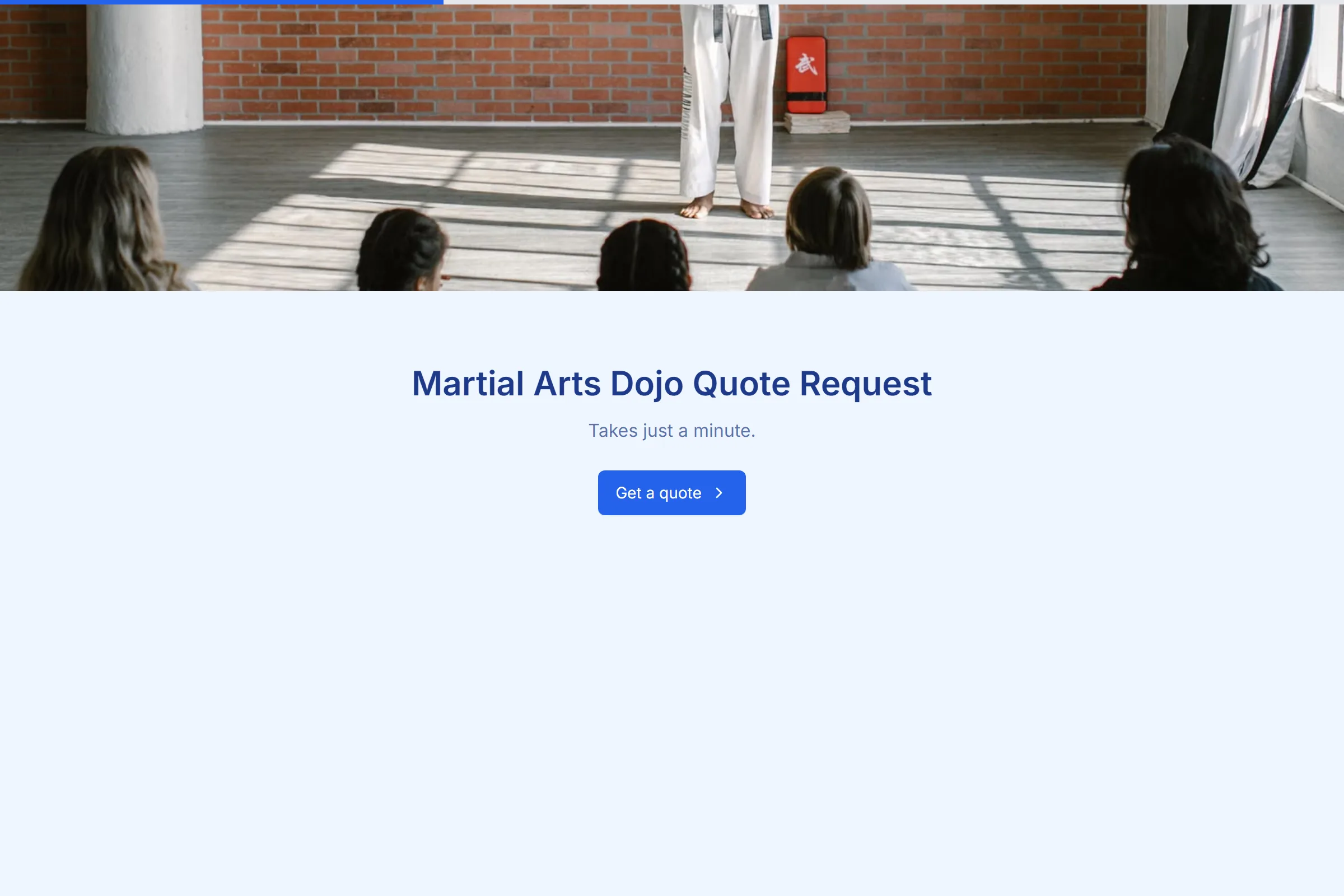 Martial Arts Dojo Quote Request template preview