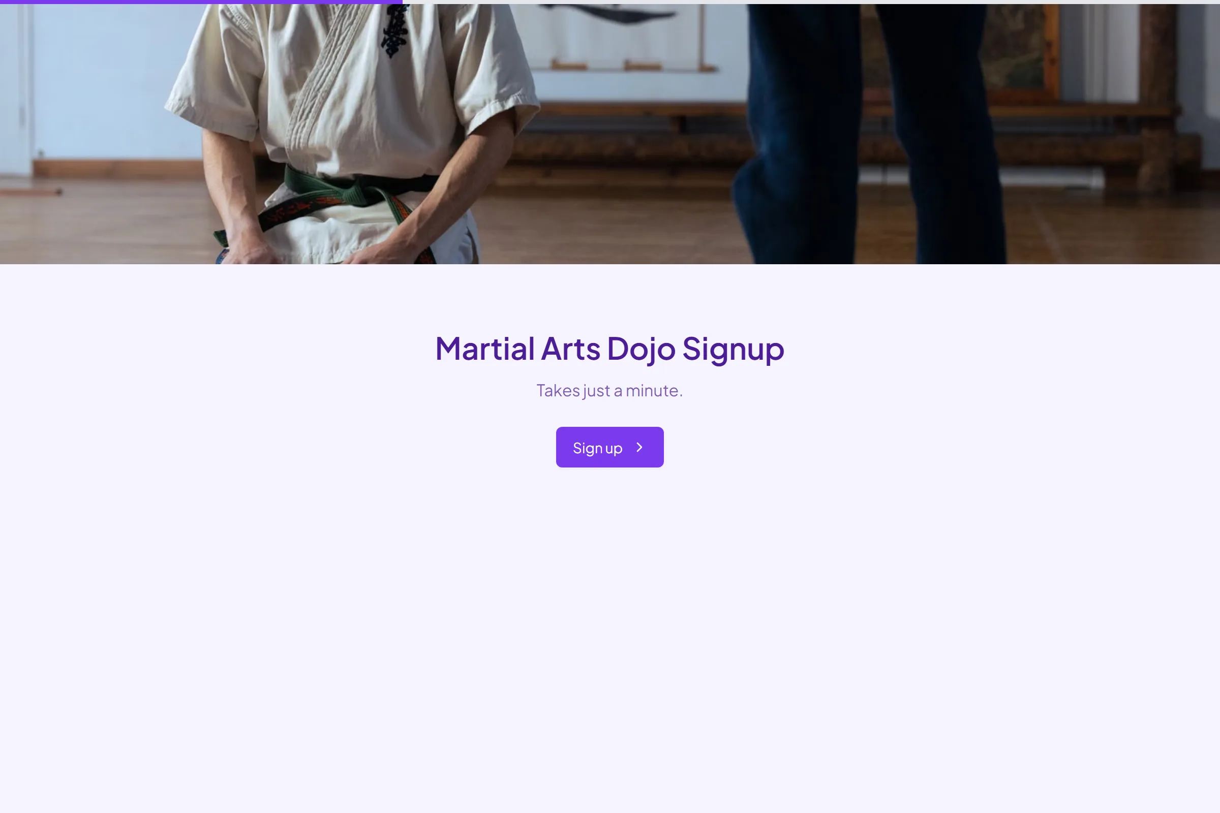 Martial Arts Dojo Signup template preview