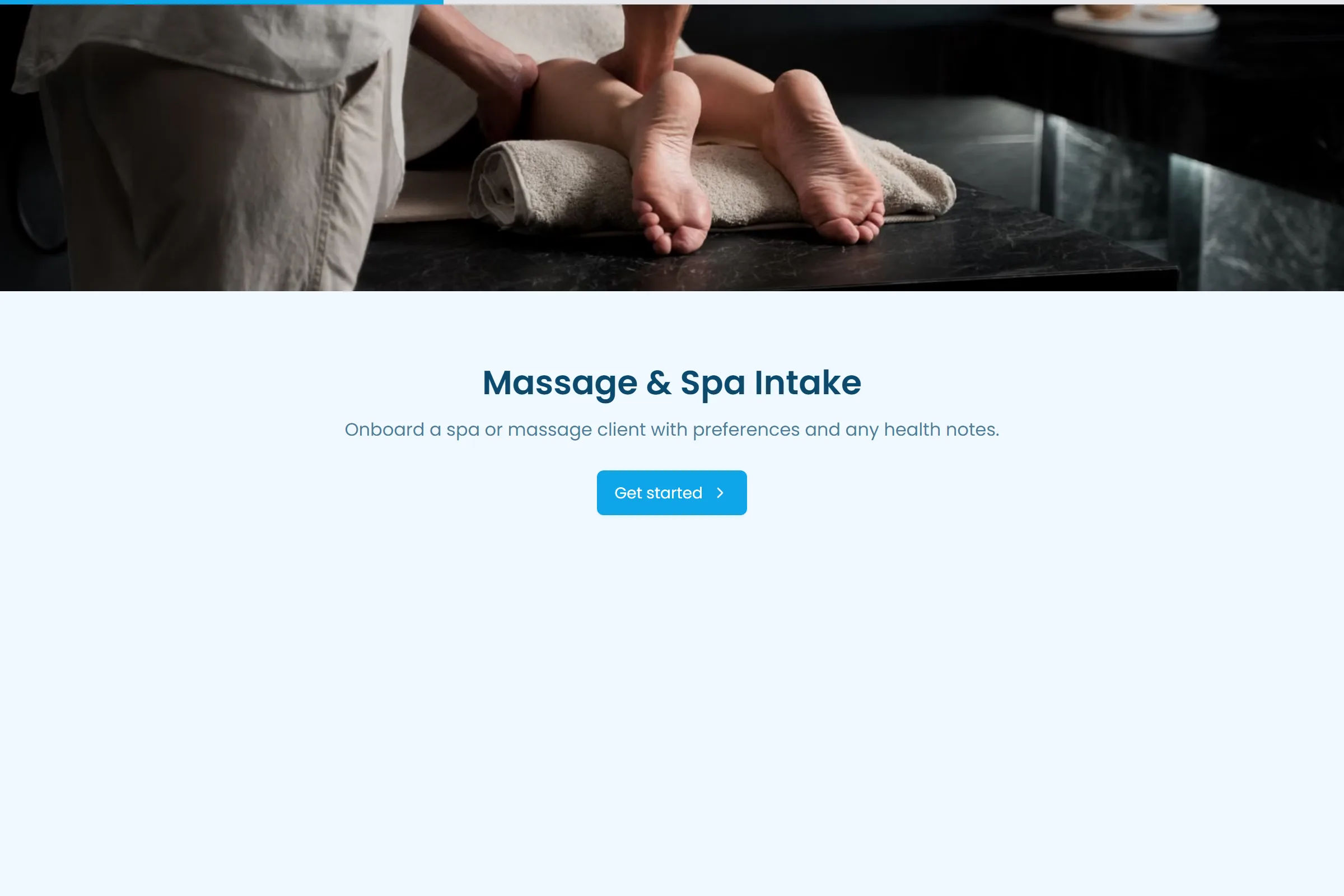 Massage & Spa Intake template preview