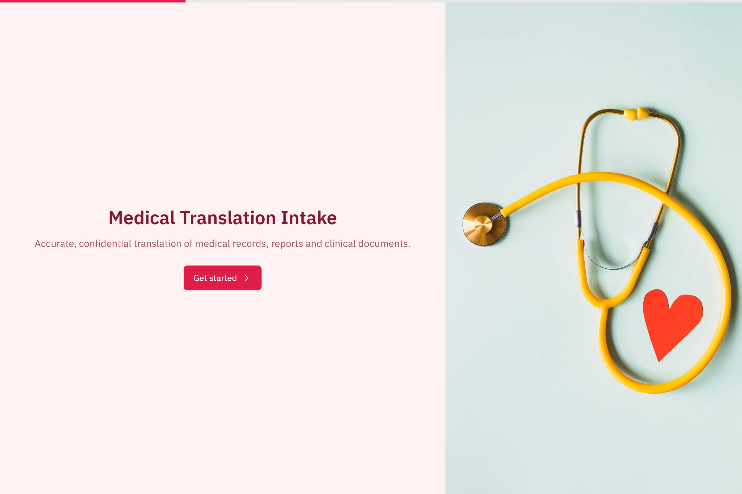 Medical Translation Intake template preview