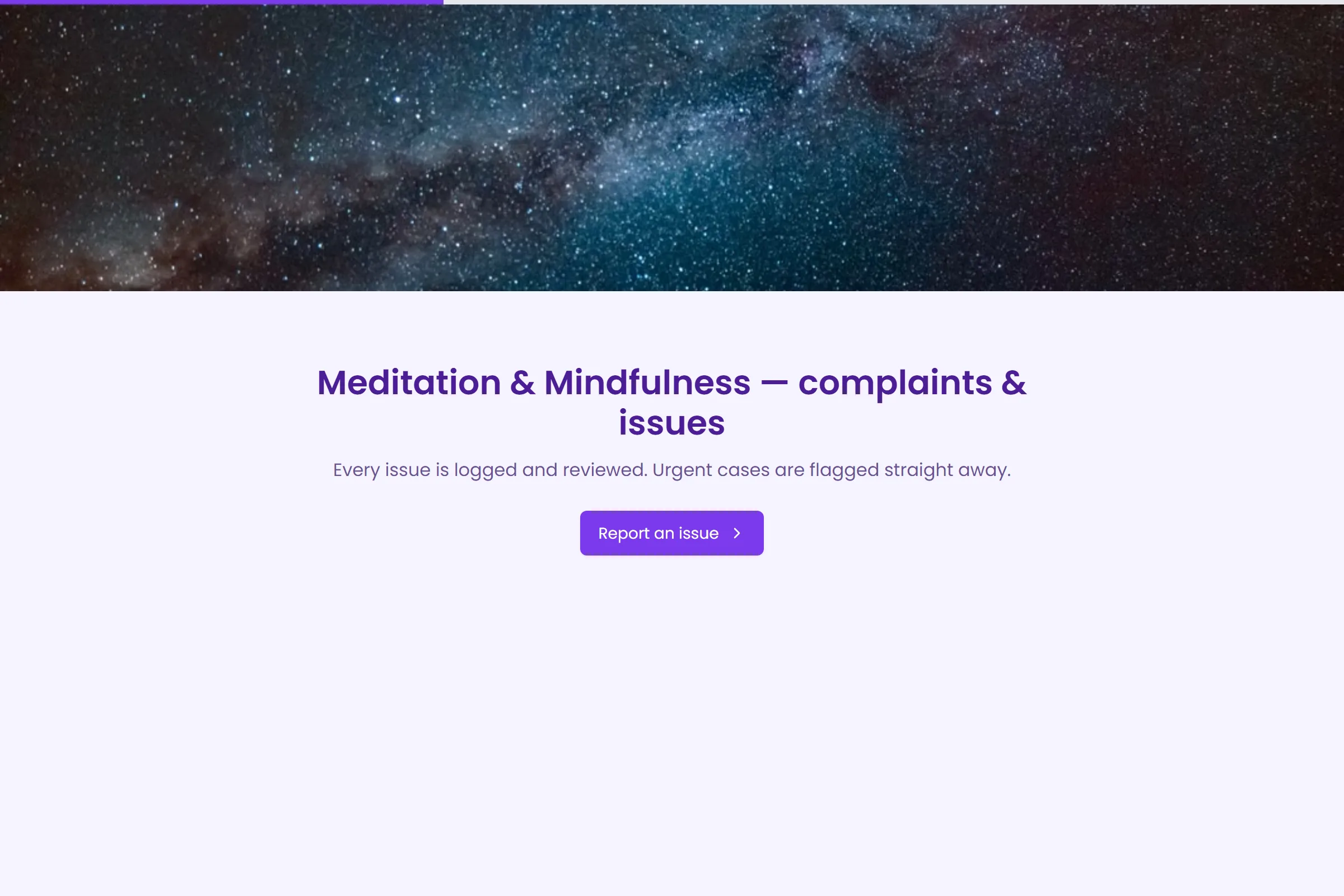Meditation & Mindfulness Complaint / Issue Form template preview