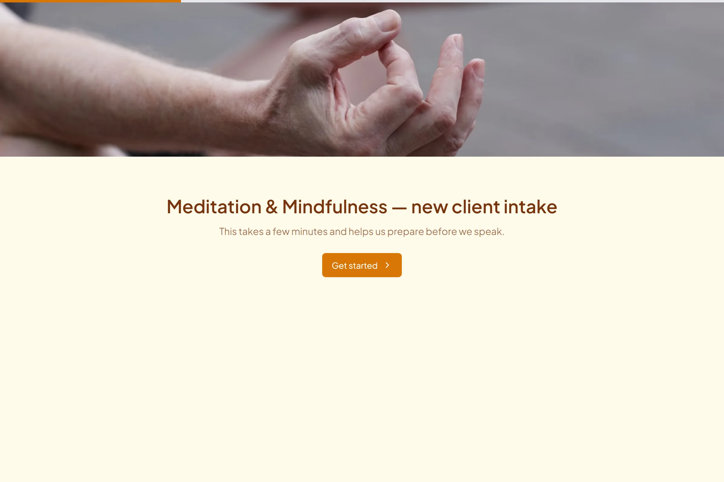 Meditation & Mindfulness New Client Intake template preview