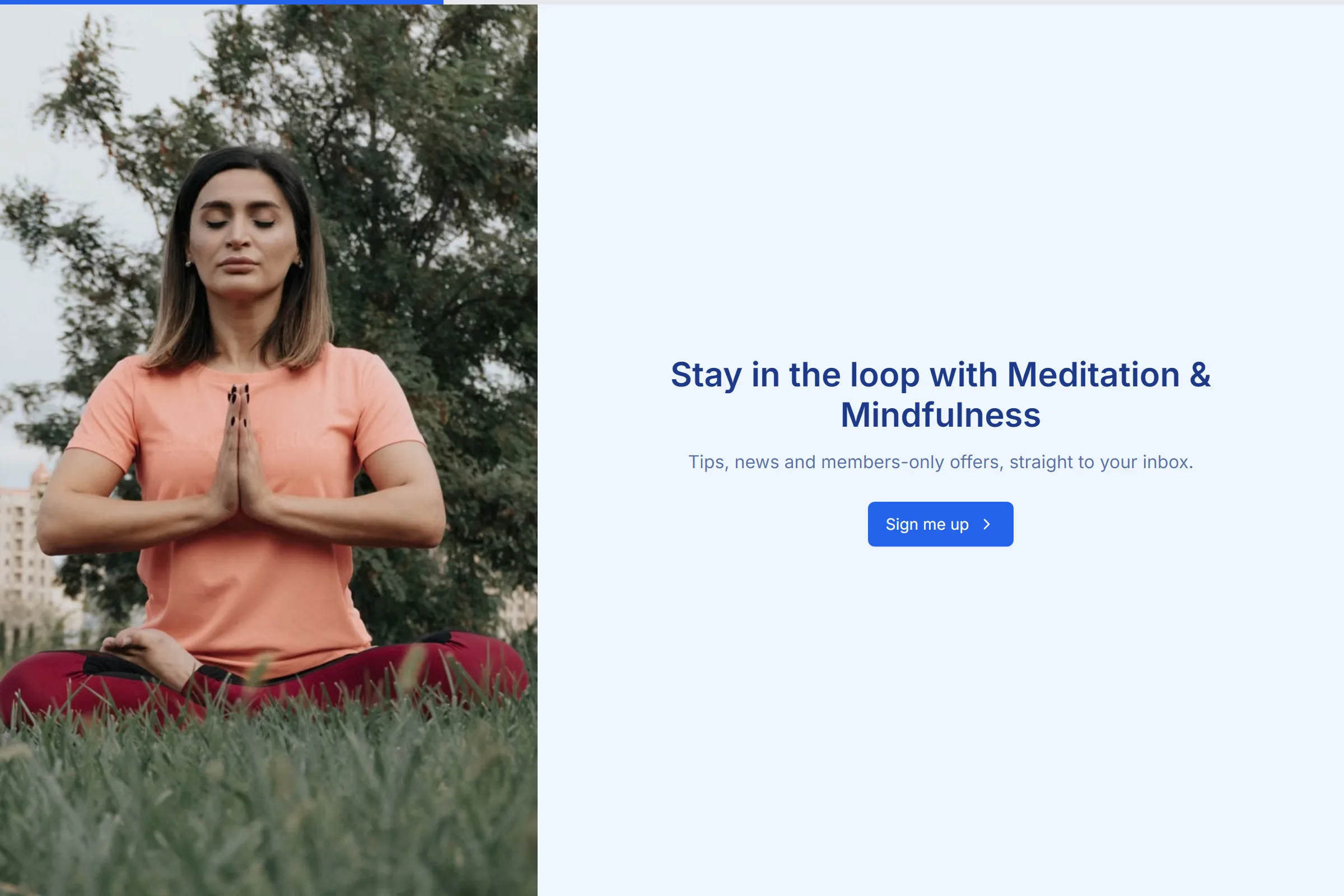 Meditation & Mindfulness Newsletter & Updates Signup template preview