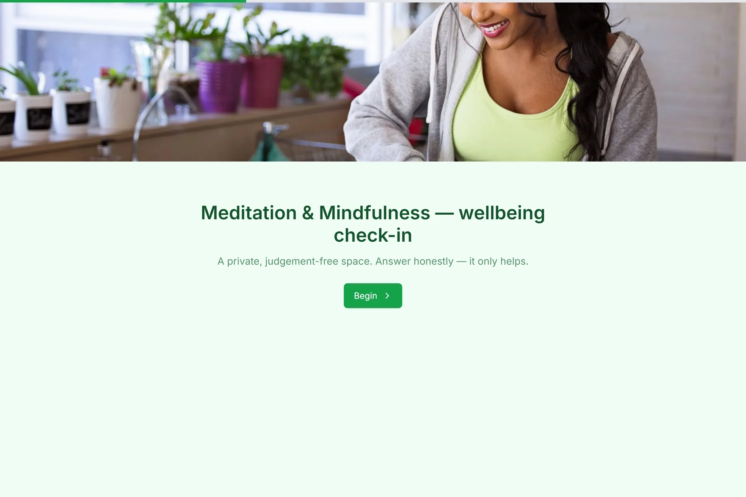 Meditation & Mindfulness Wellbeing Check-in template preview