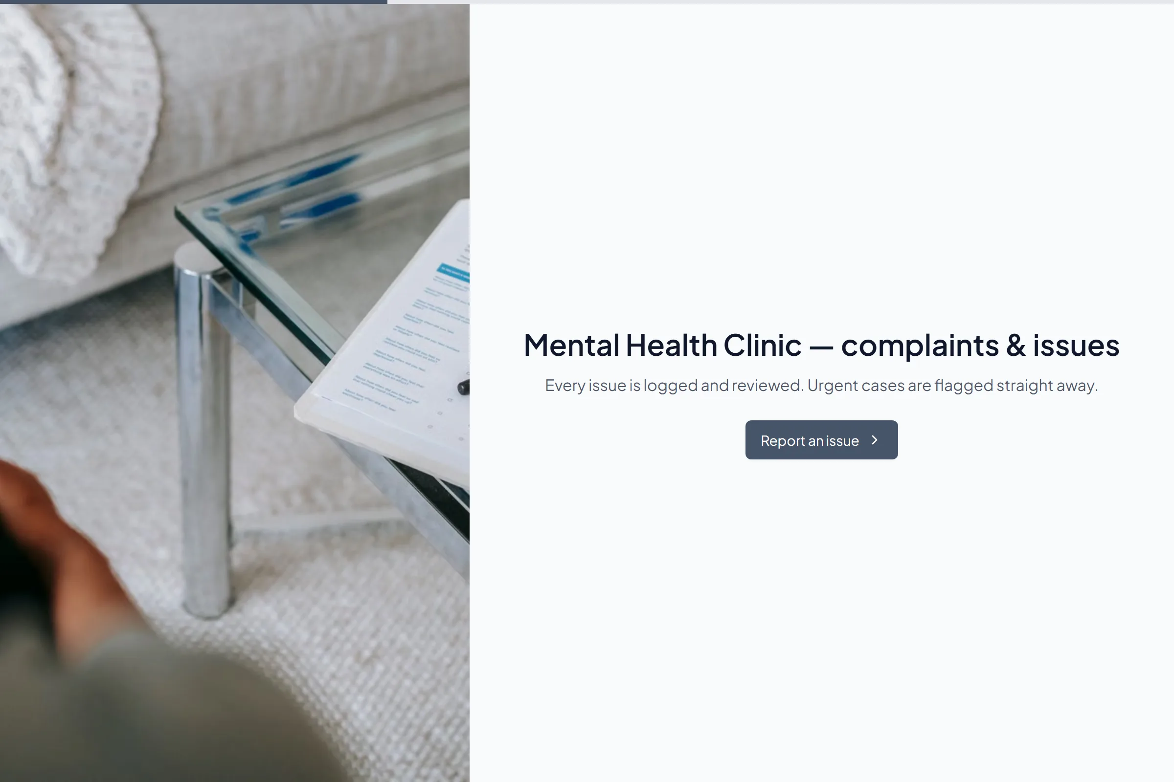 Mental Health Clinic Complaint / Issue Form template preview