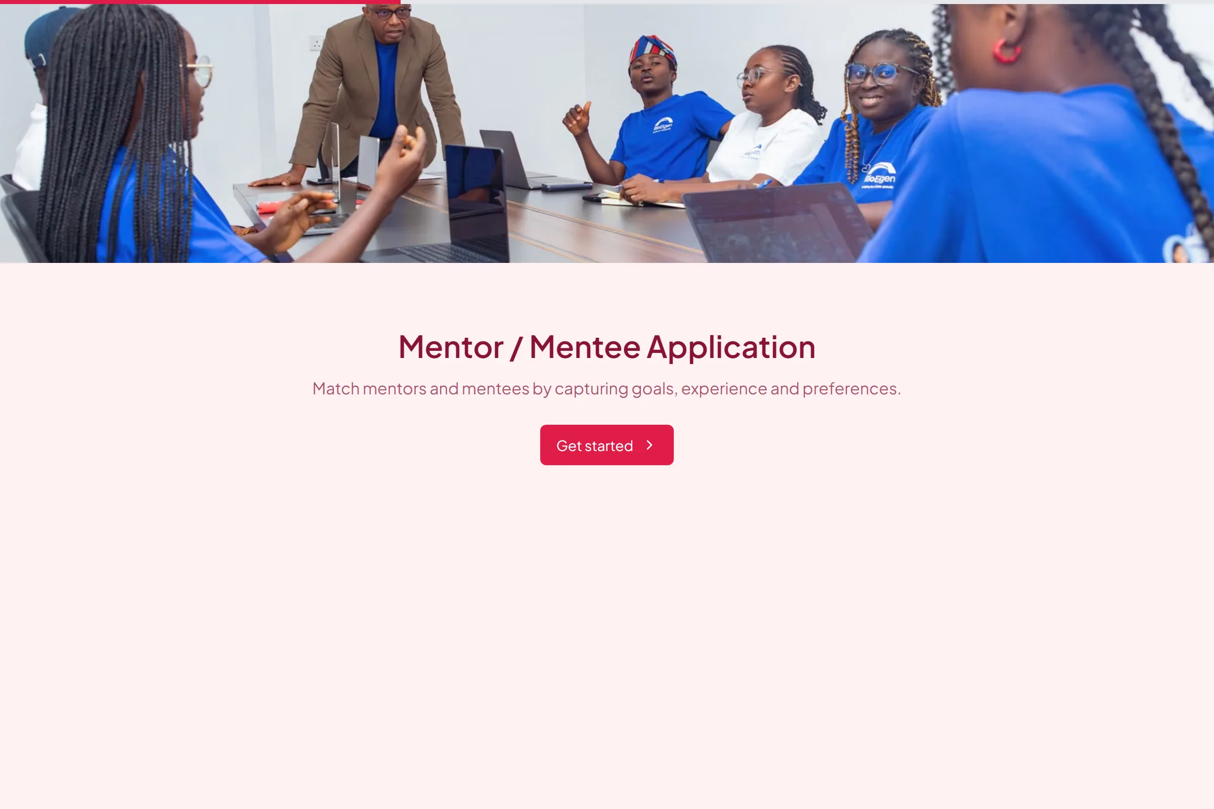 Mentor / Mentee Application template preview