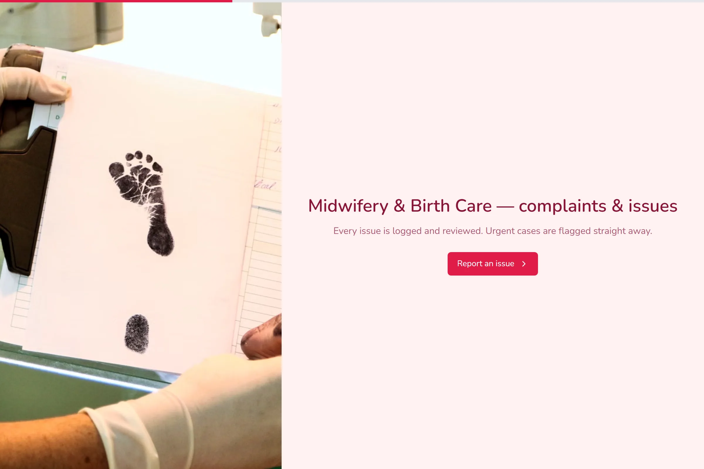 Midwifery & Birth Care Complaint / Issue Form template preview