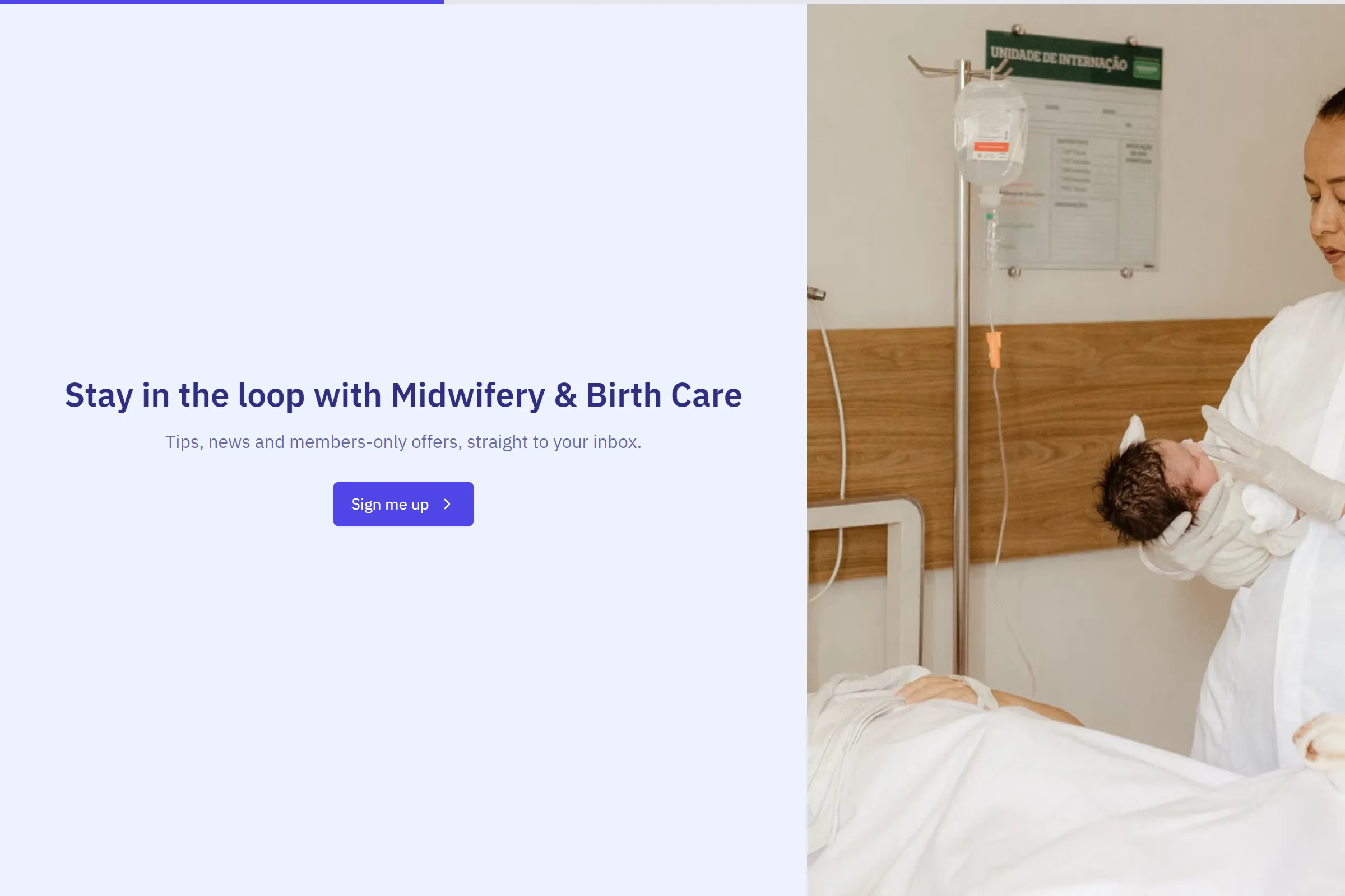 Midwifery & Birth Care Newsletter & Updates Signup template preview