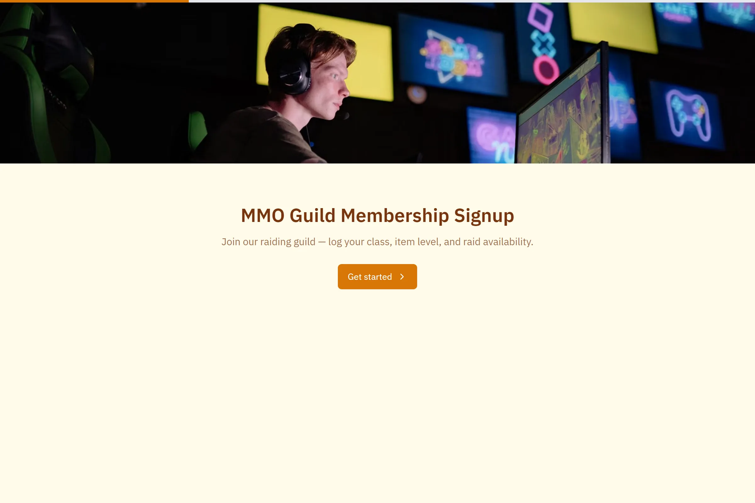 MMO Guild Membership Signup template preview