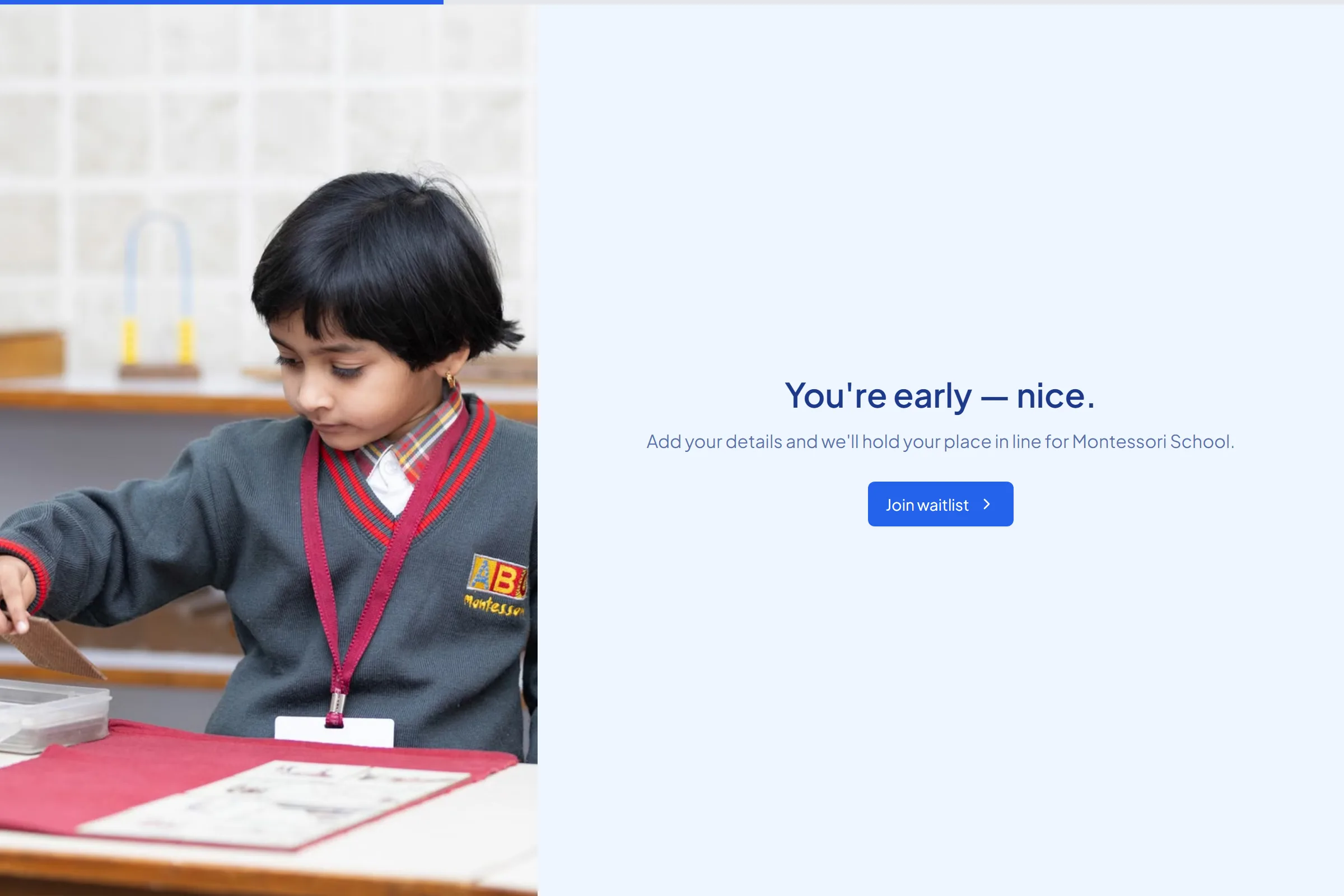Montessori School Waitlist template preview