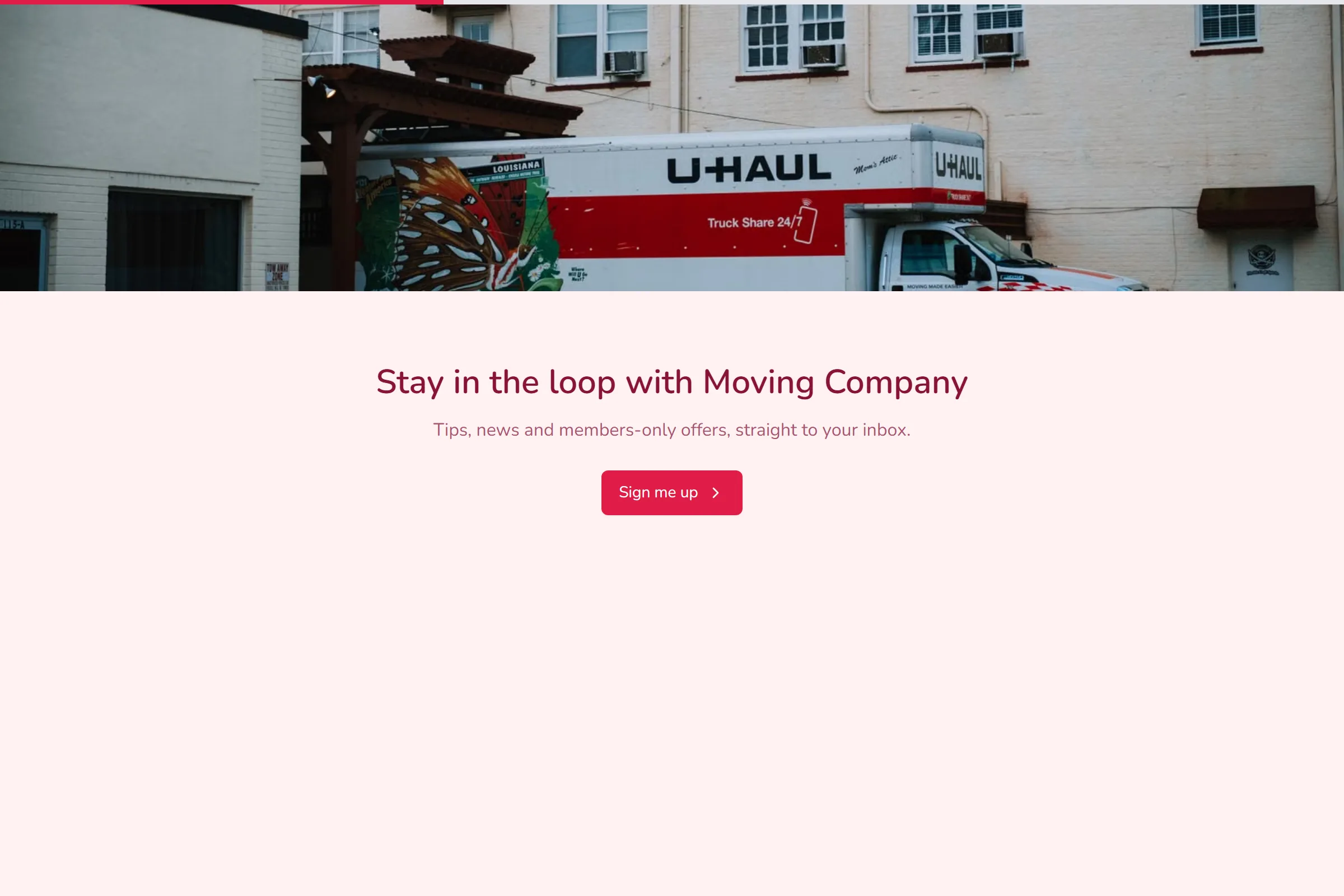 Moving Company Newsletter & Updates Signup template preview