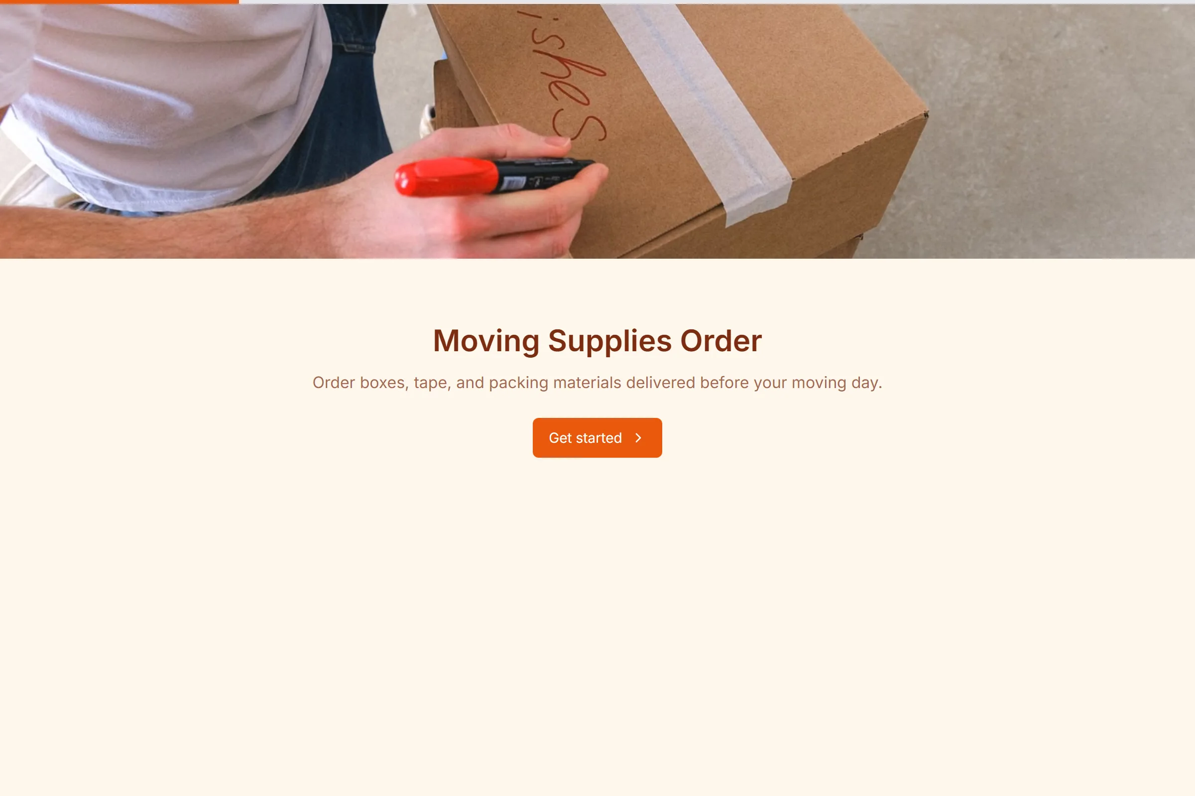 Moving Supplies Order template preview