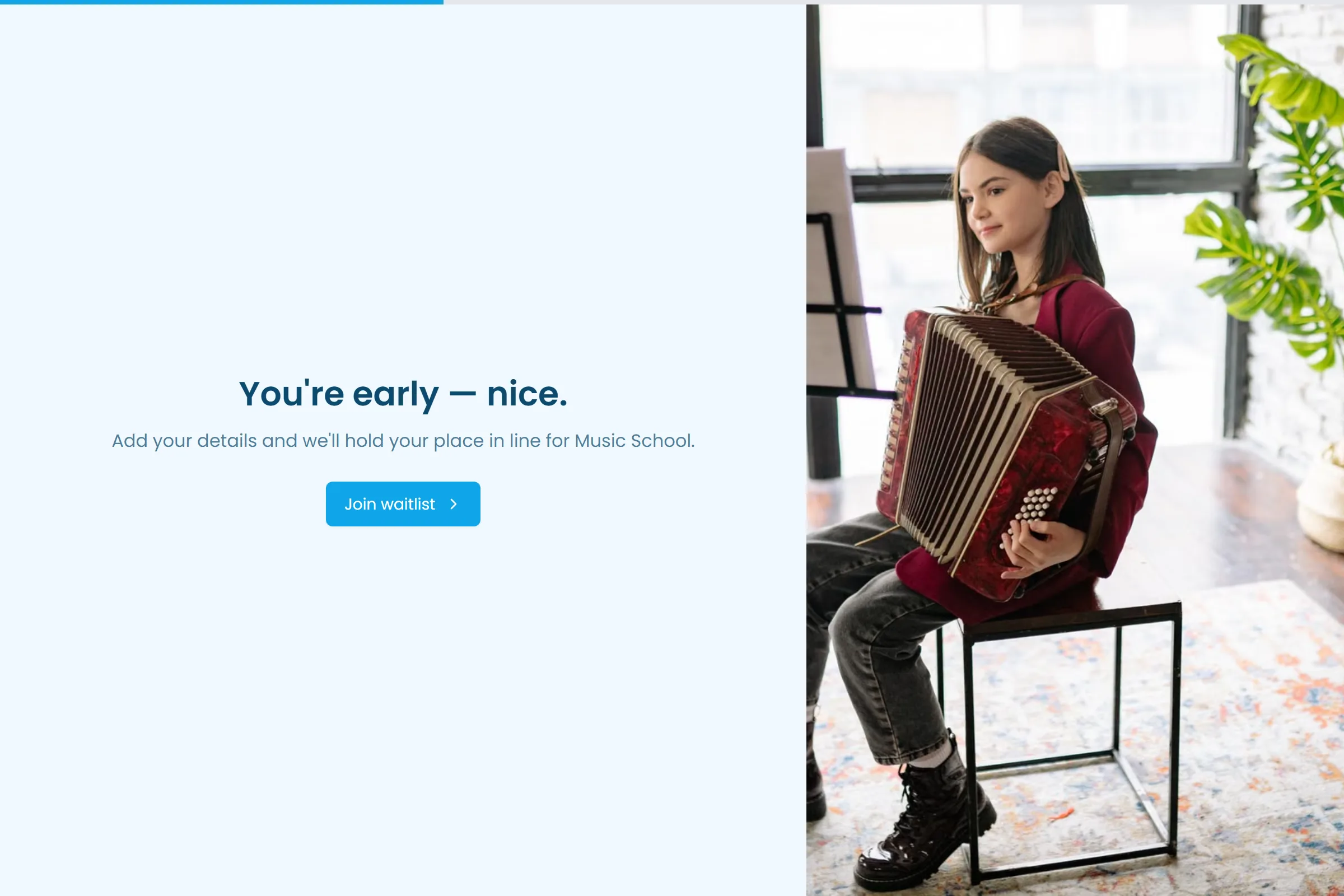 Music School Waitlist template preview