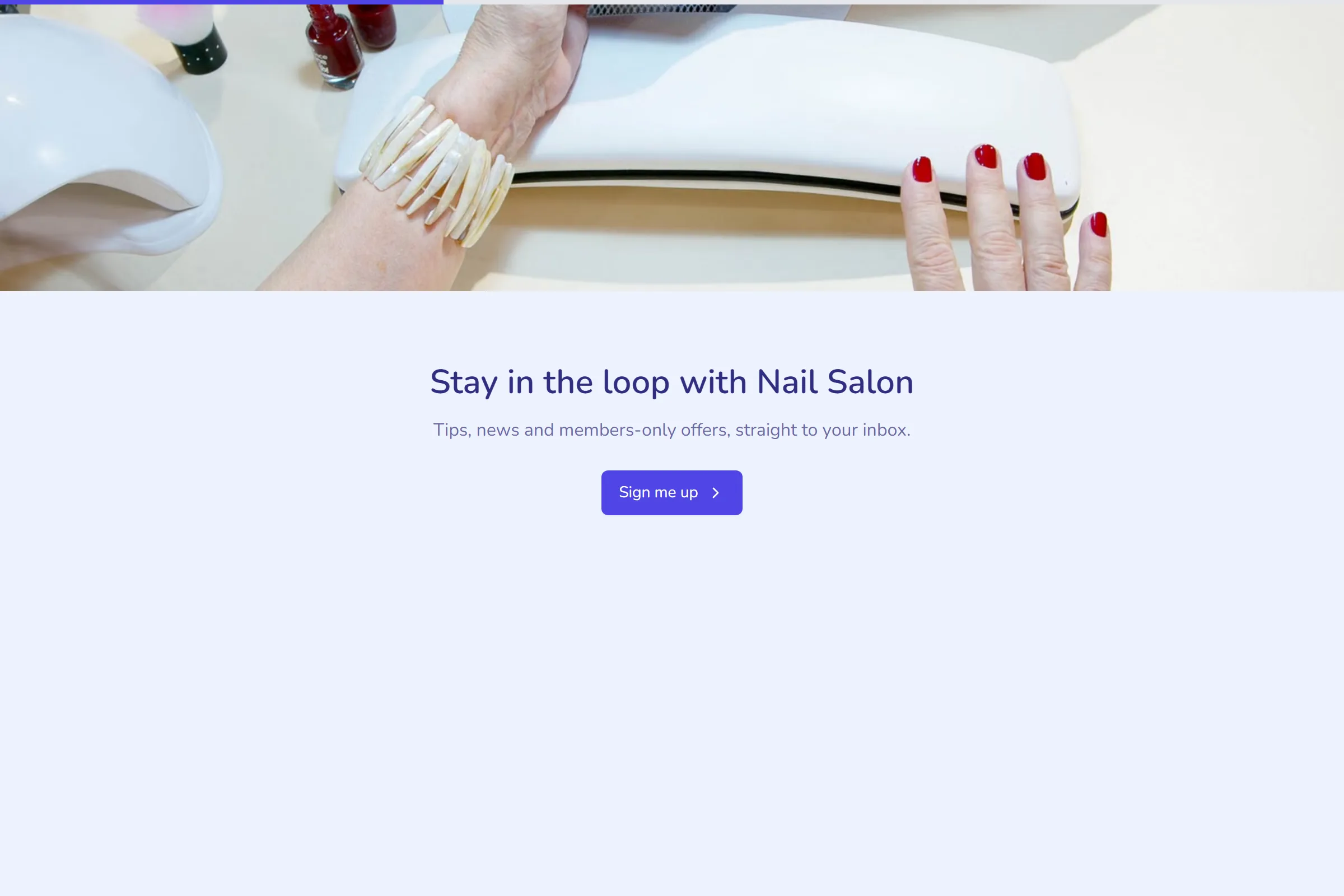 Nail Salon Newsletter & Updates Signup template preview