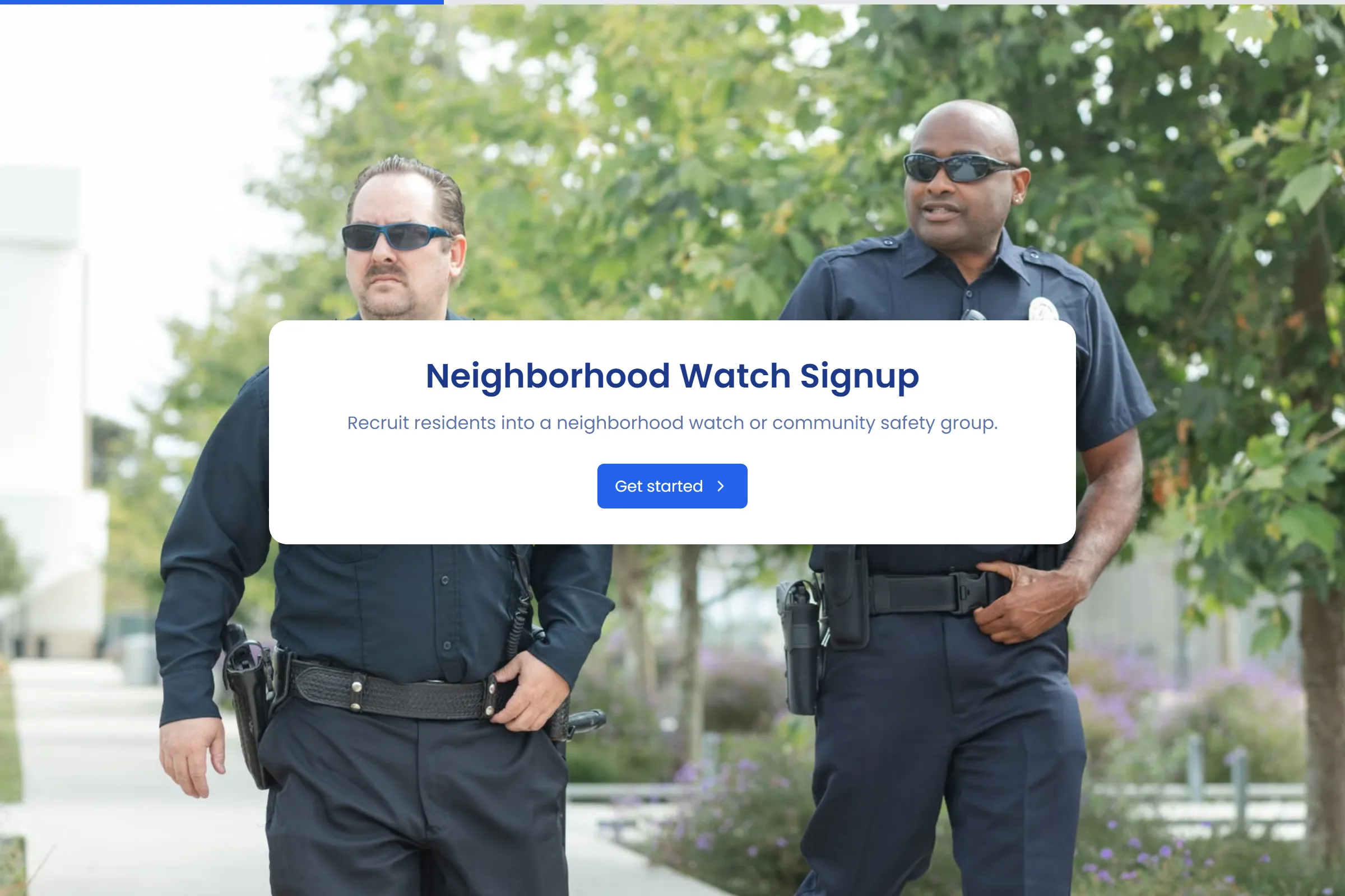 Neighborhood Watch Signup template preview
