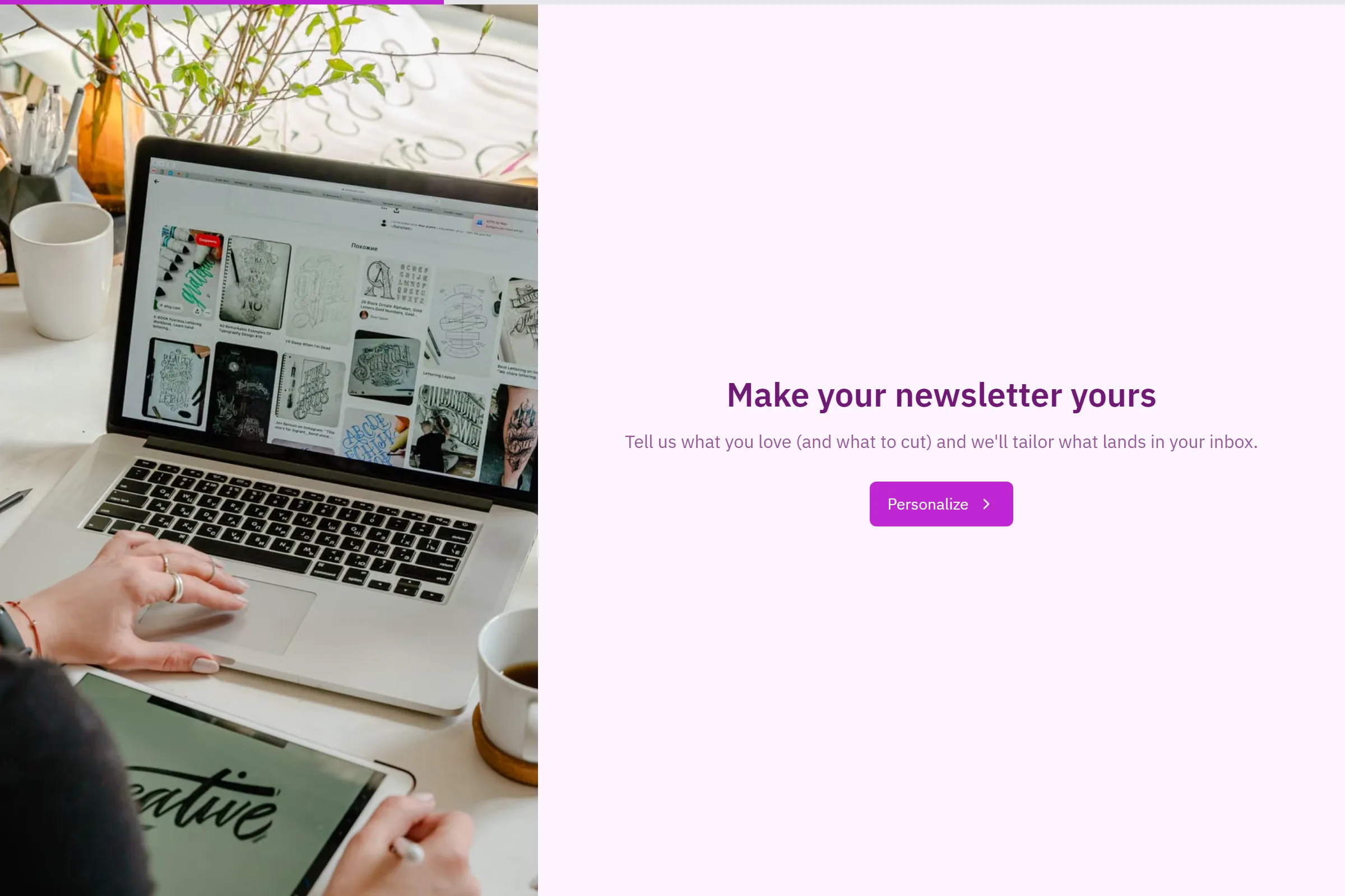 Newsletter Content Preferences template preview