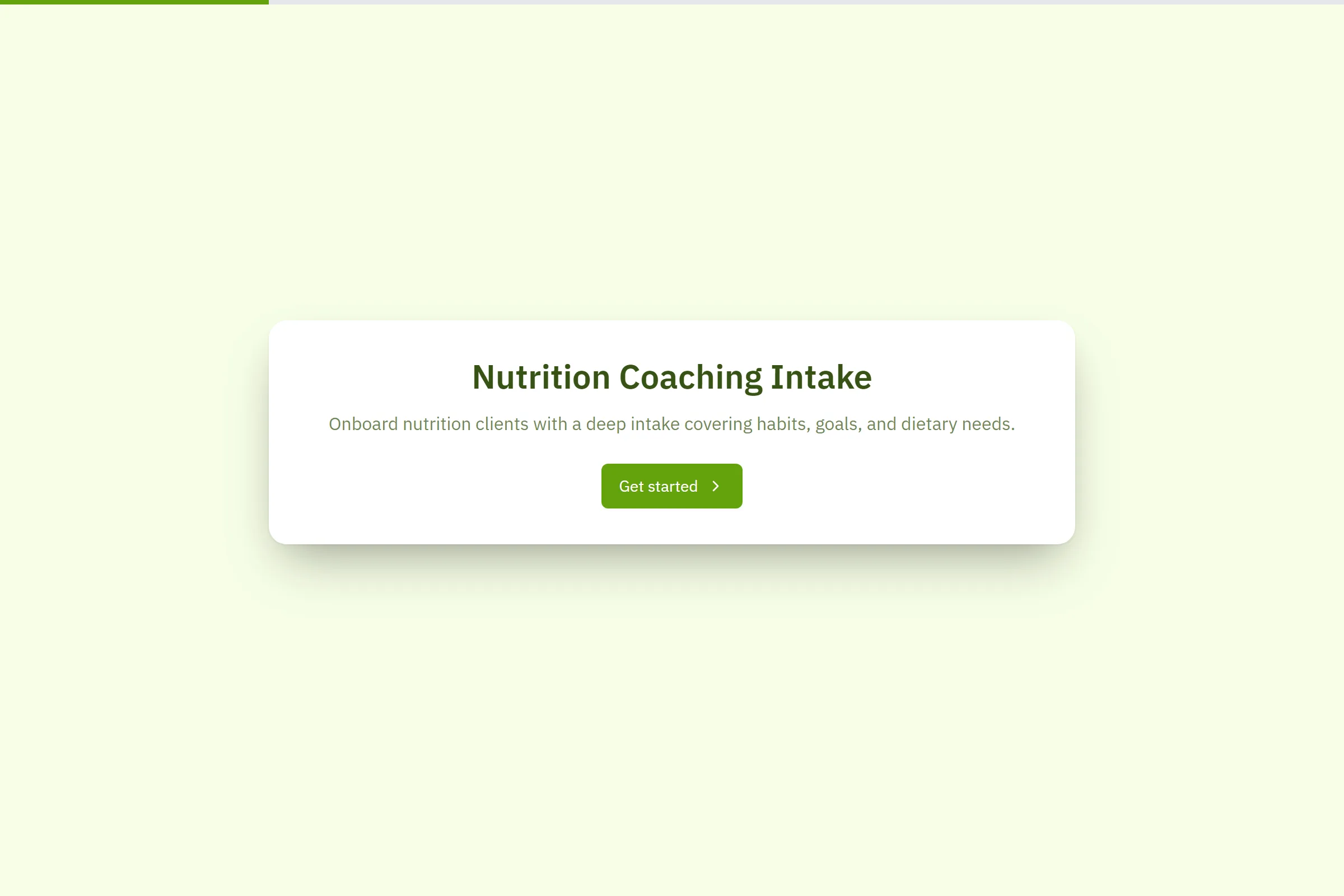 Nutrition Coaching Intake template preview
