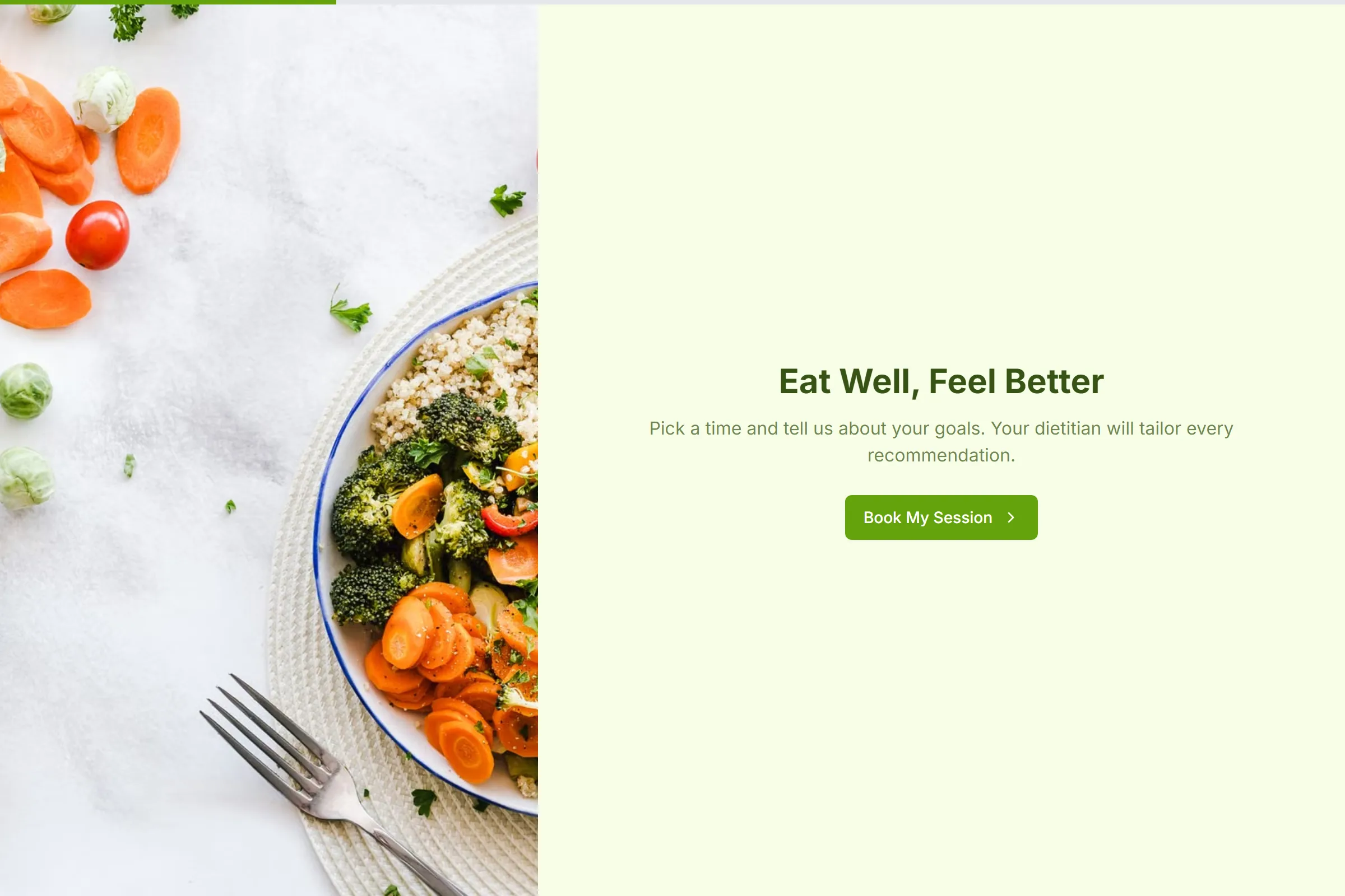 Nutrition Consultation Booking template preview
