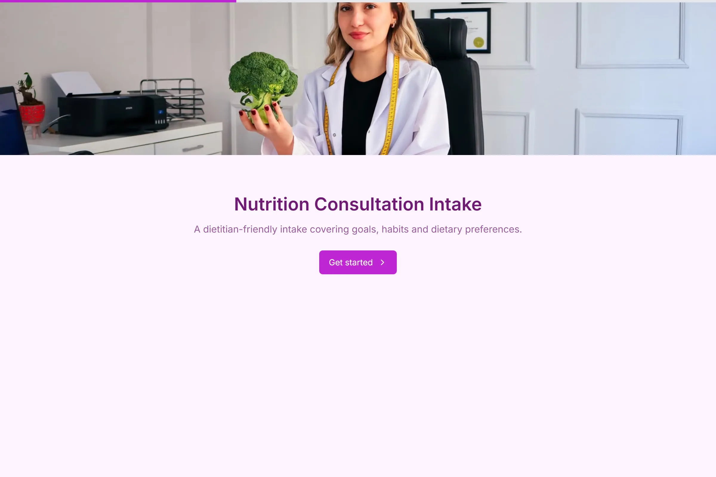 Nutrition Consultation Intake template preview