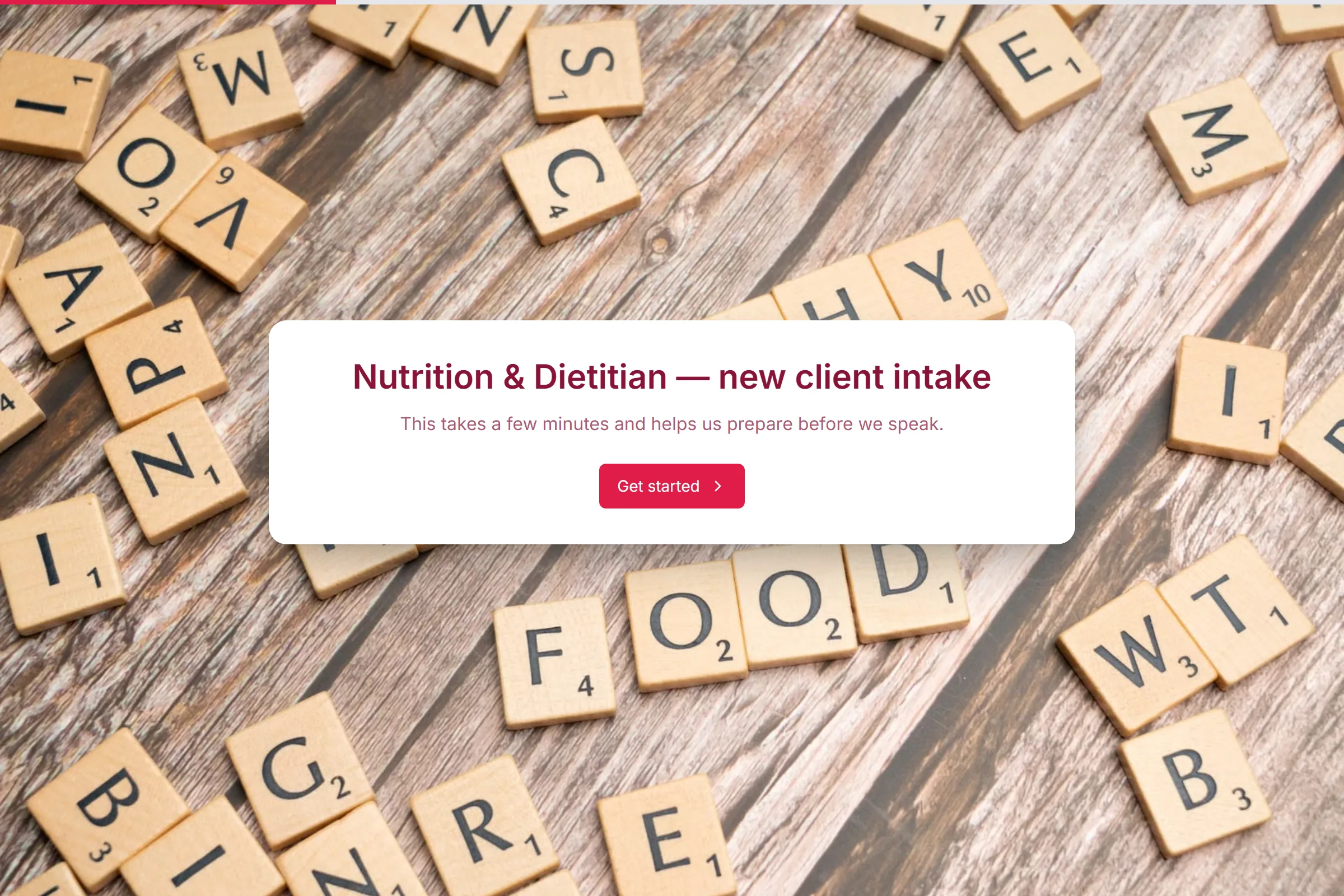Nutrition & Dietitian New Client Intake template preview