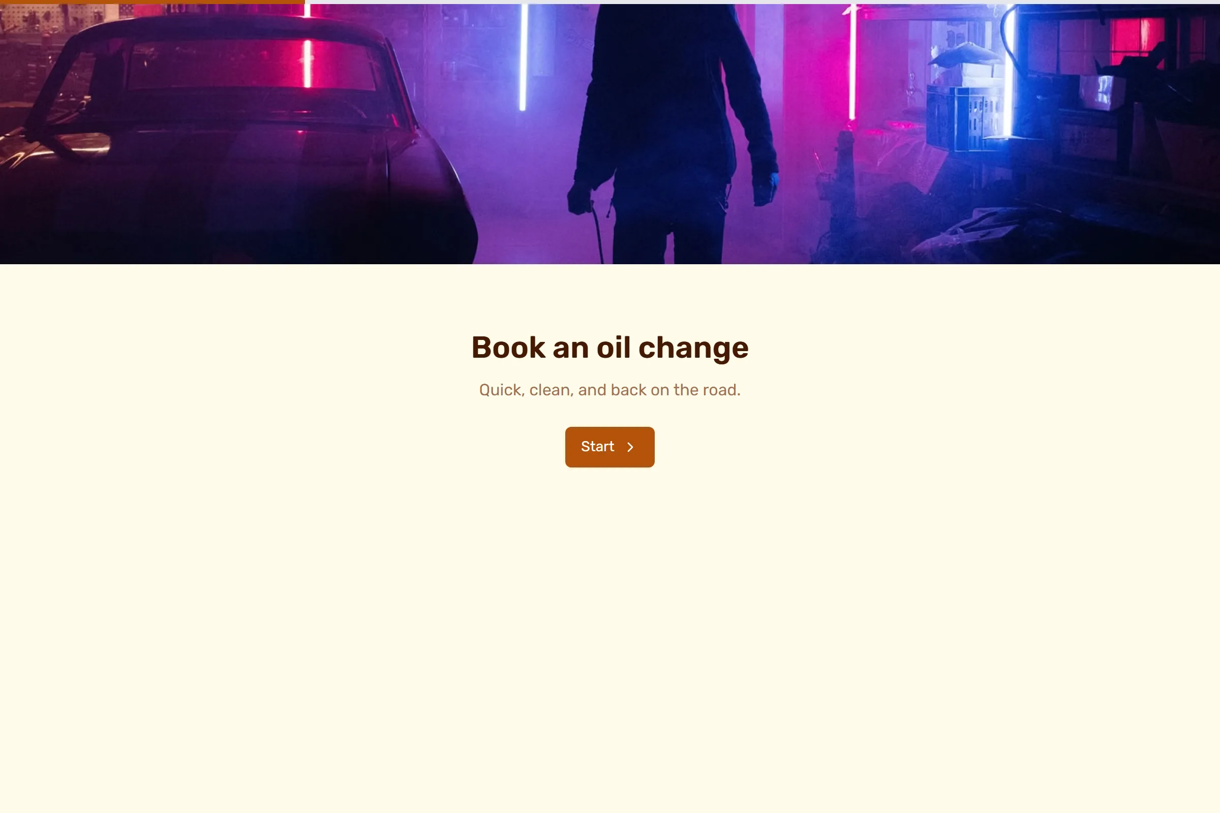 Oil Change Booking template preview