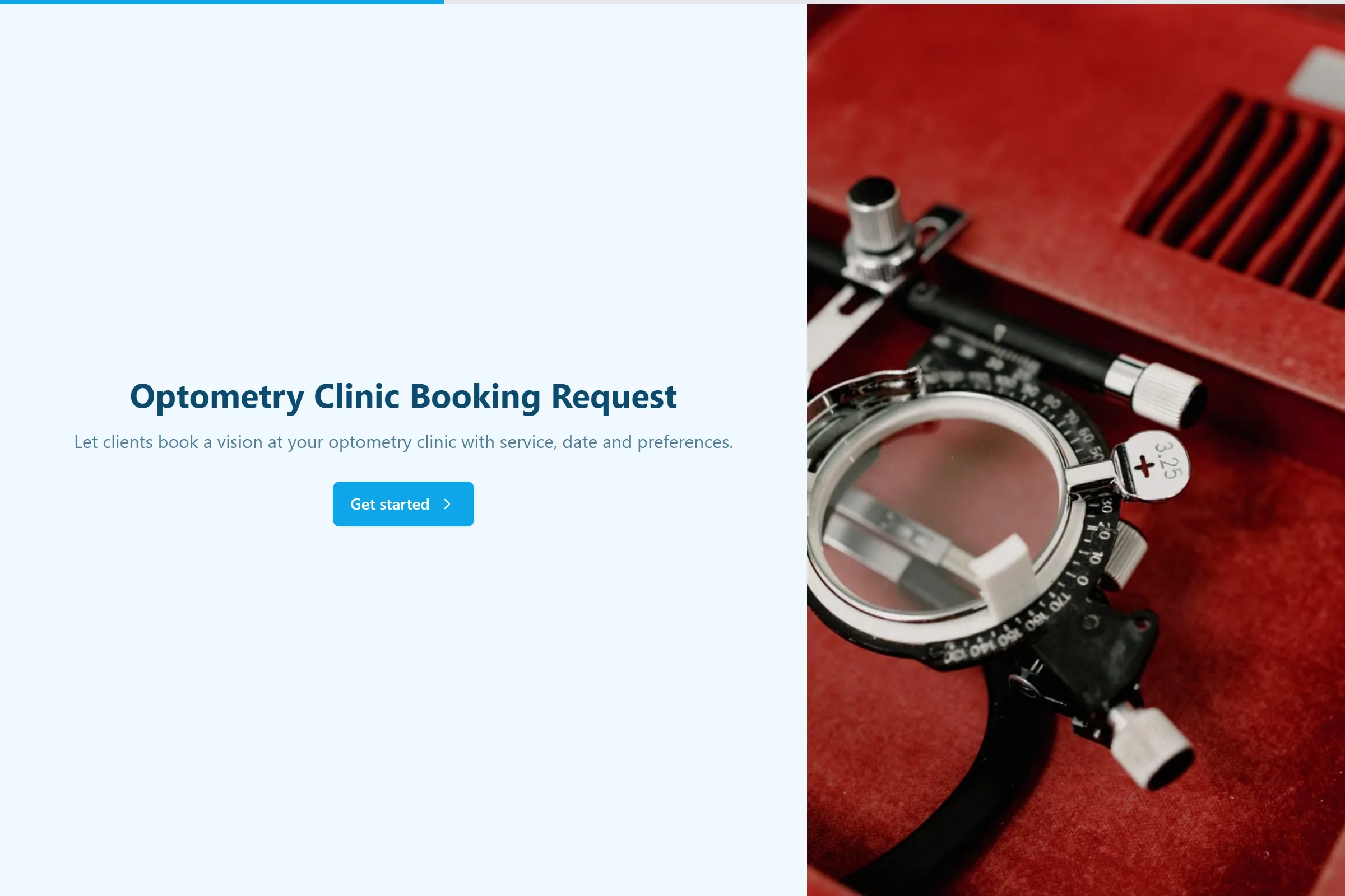 Optometry Clinic Booking Request template preview