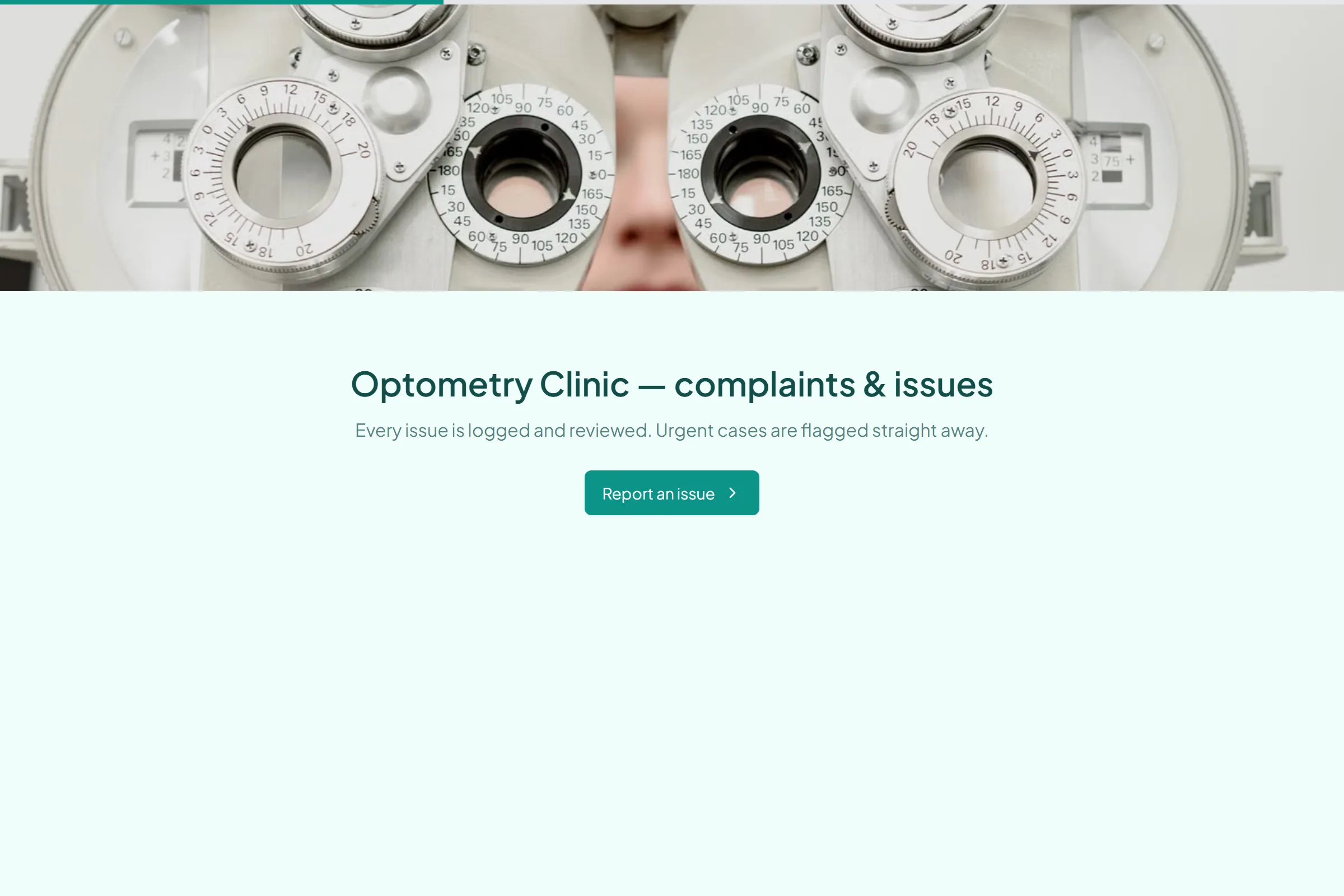 Optometry Clinic Complaint / Issue Form template preview