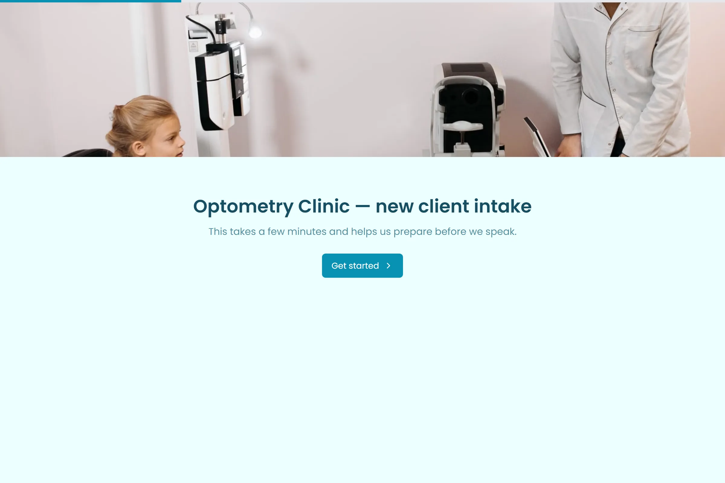 Optometry Clinic New Client Intake template preview