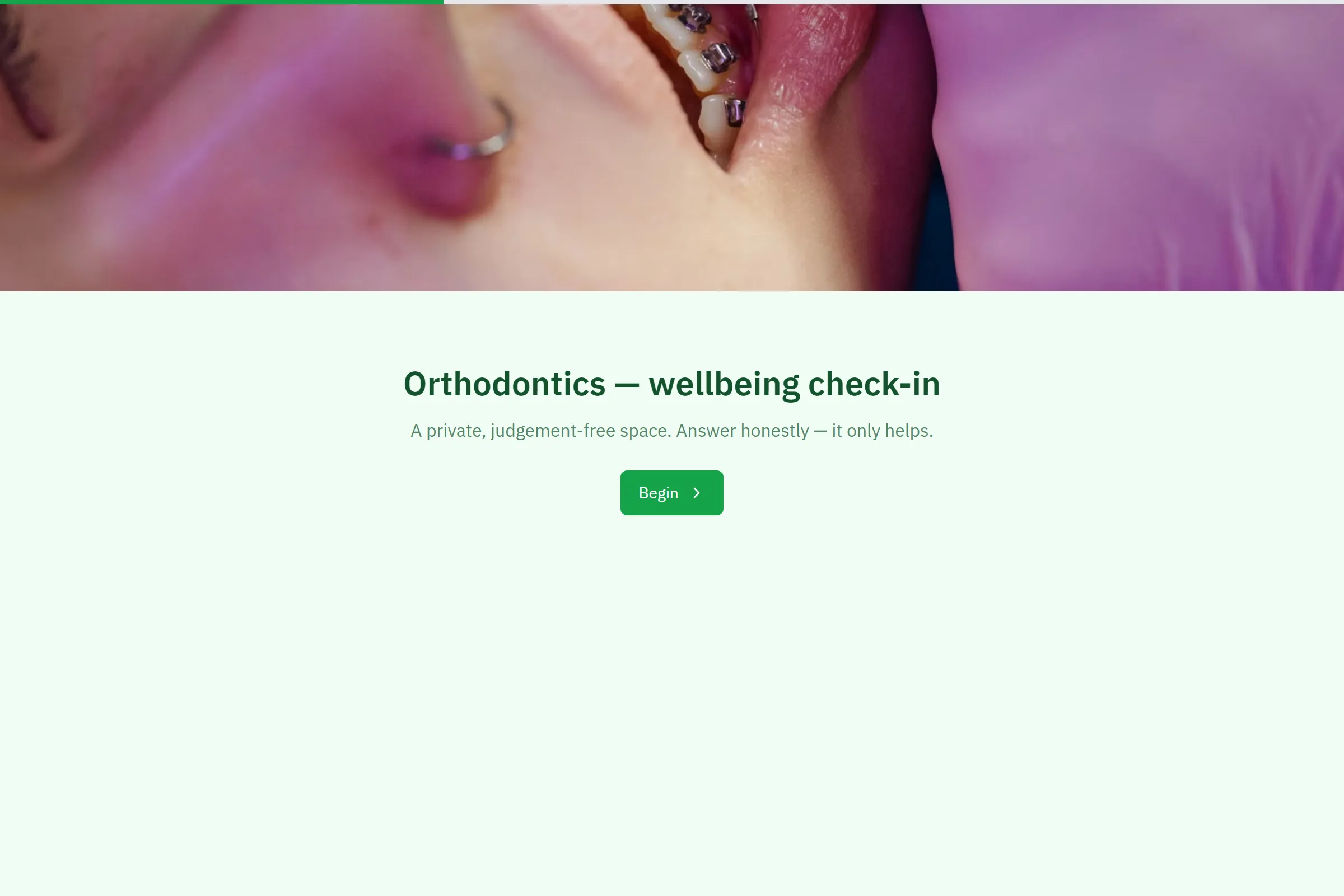 Orthodontics Wellbeing Check-in template preview