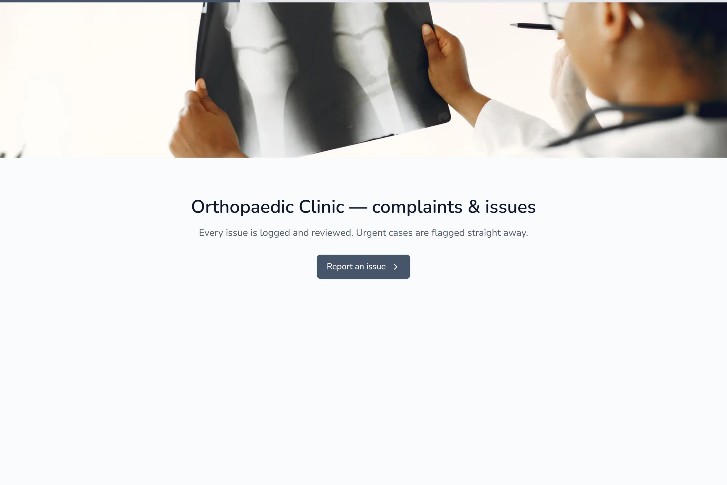 Orthopaedic Clinic Complaint / Issue Form template preview
