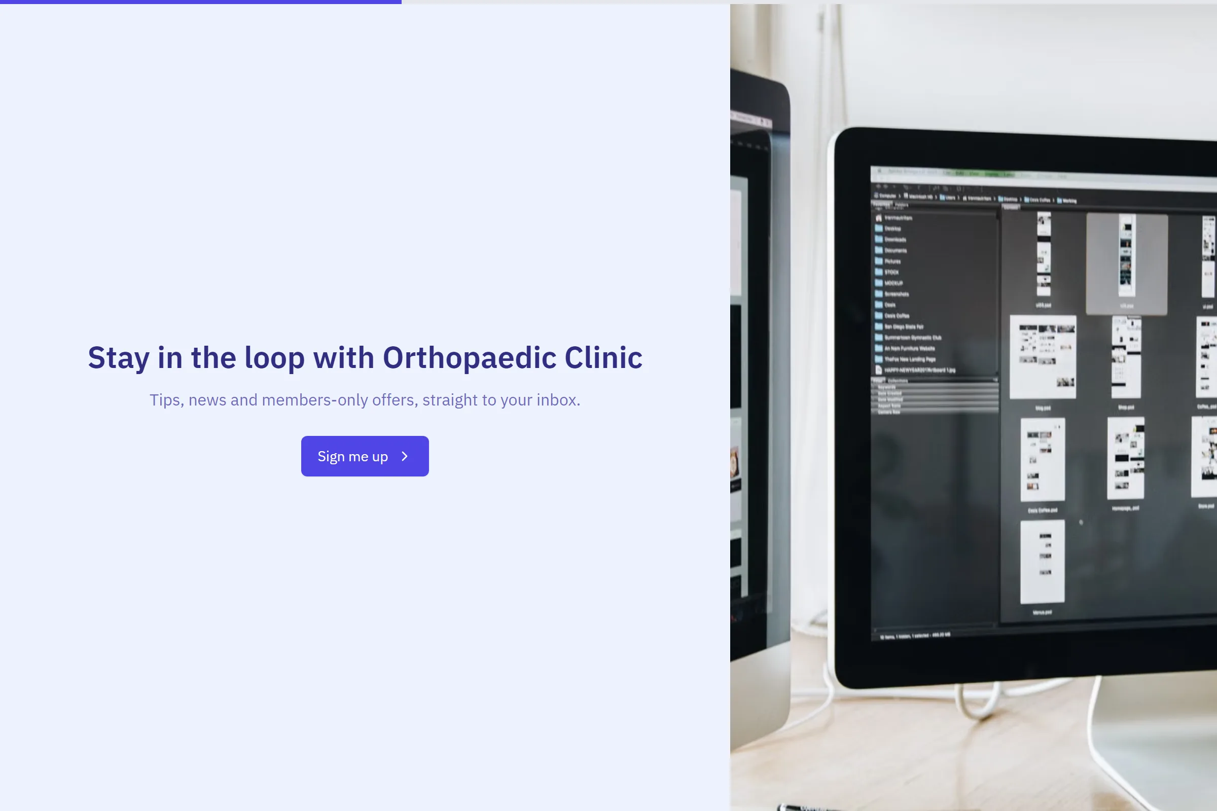 Orthopaedic Clinic Newsletter & Updates Signup template preview