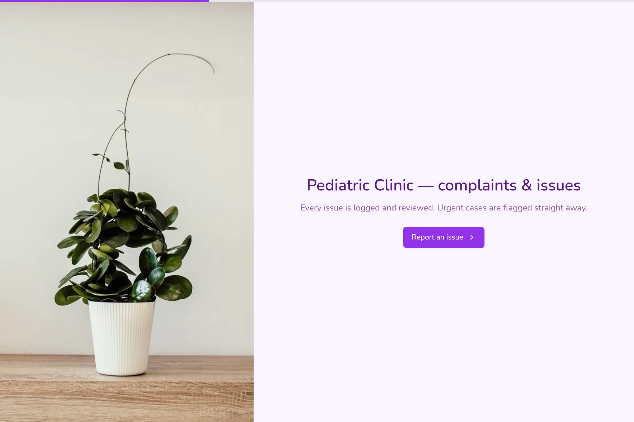 Pediatric Clinic Complaint / Issue Form template preview