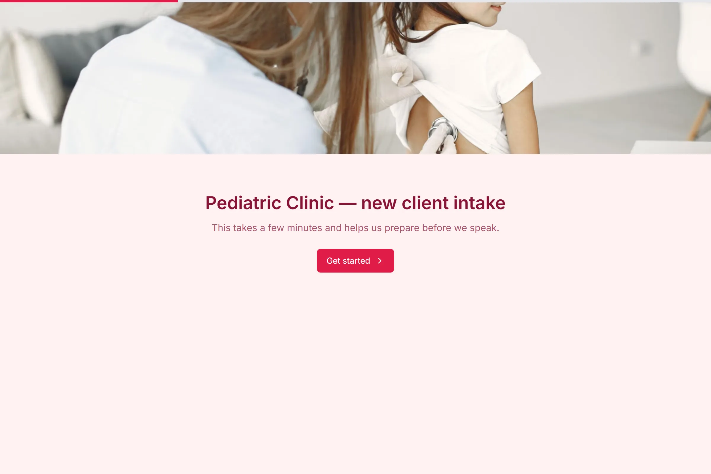 Pediatric Clinic New Client Intake template preview