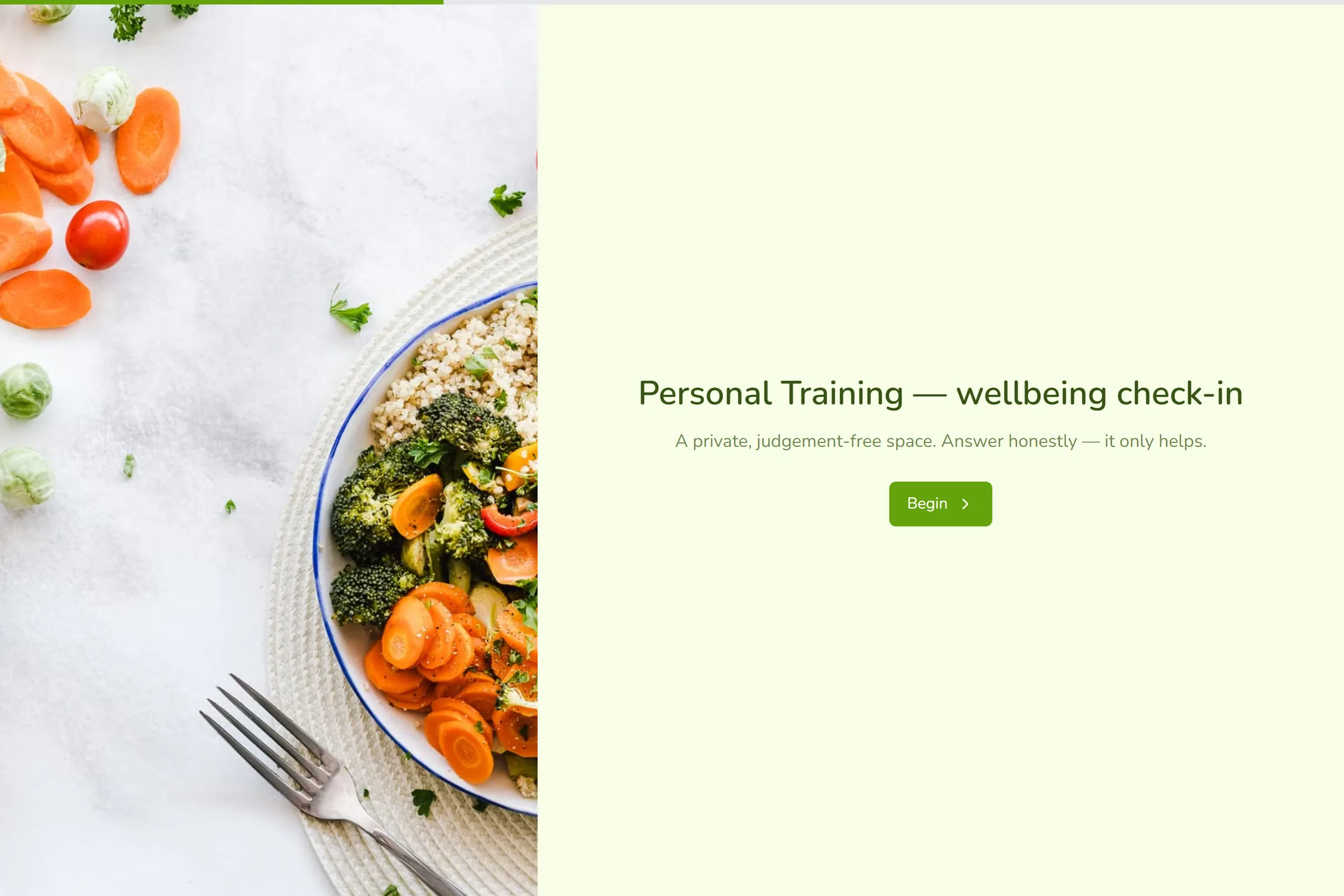 Personal Training Wellbeing Check-in template preview