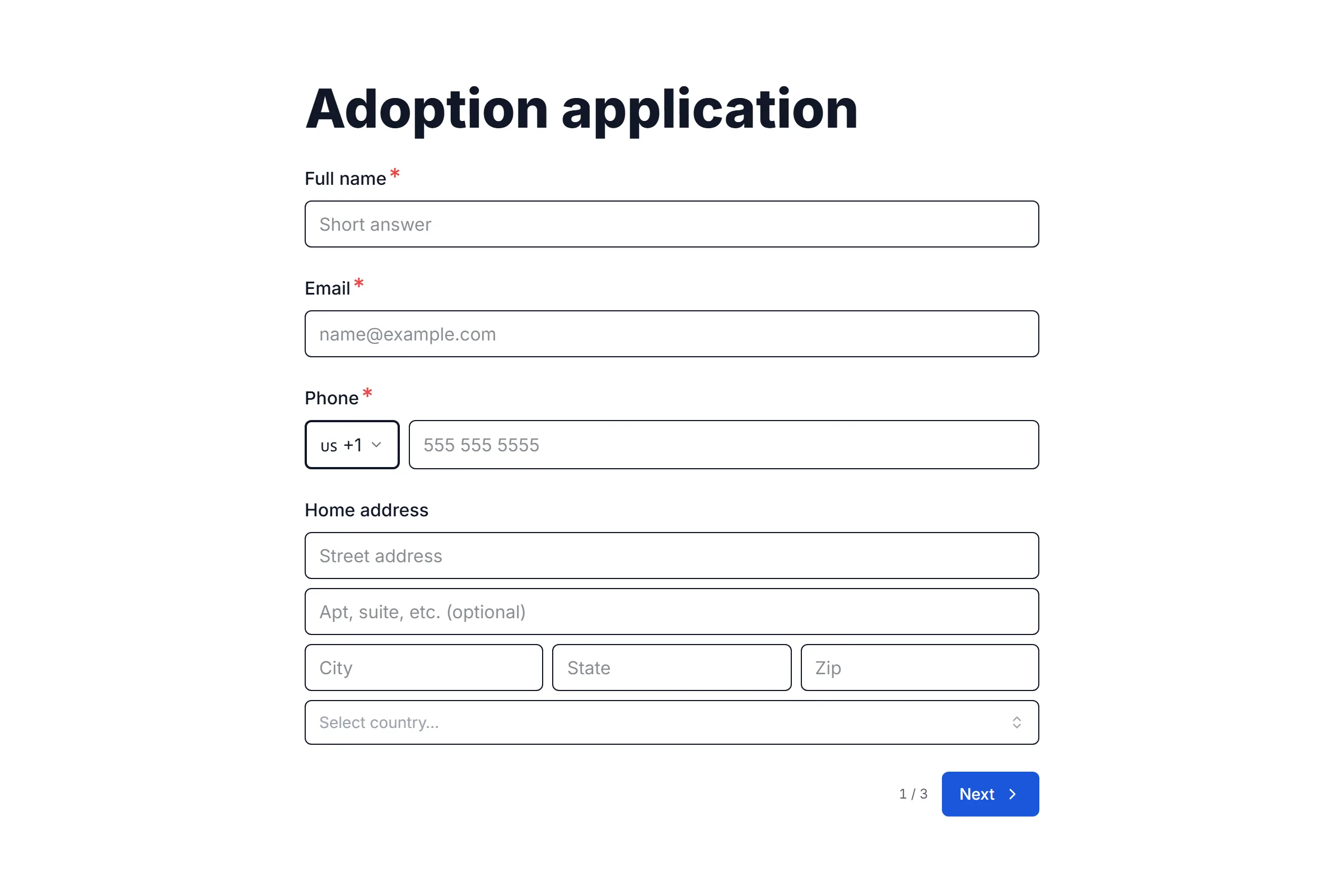 Pet Adoption Application template preview