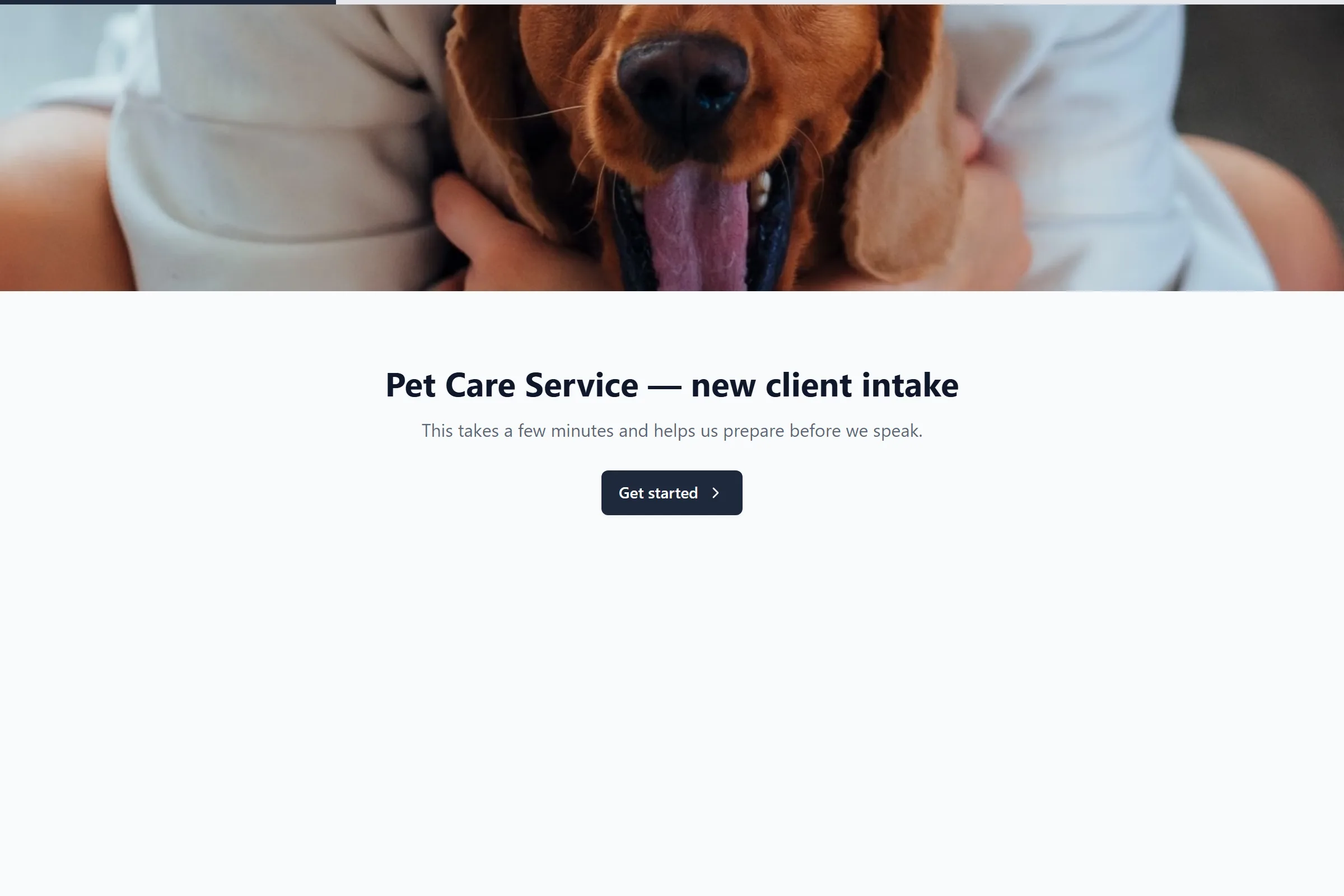 Pet Care Service New Client Intake template preview