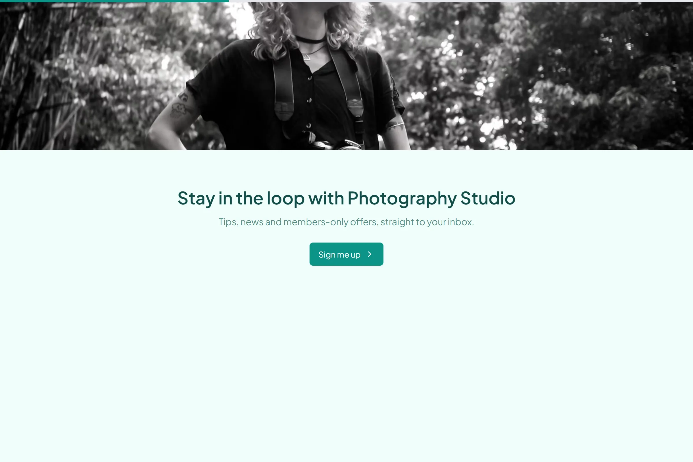 Photography Studio Newsletter & Updates Signup template preview