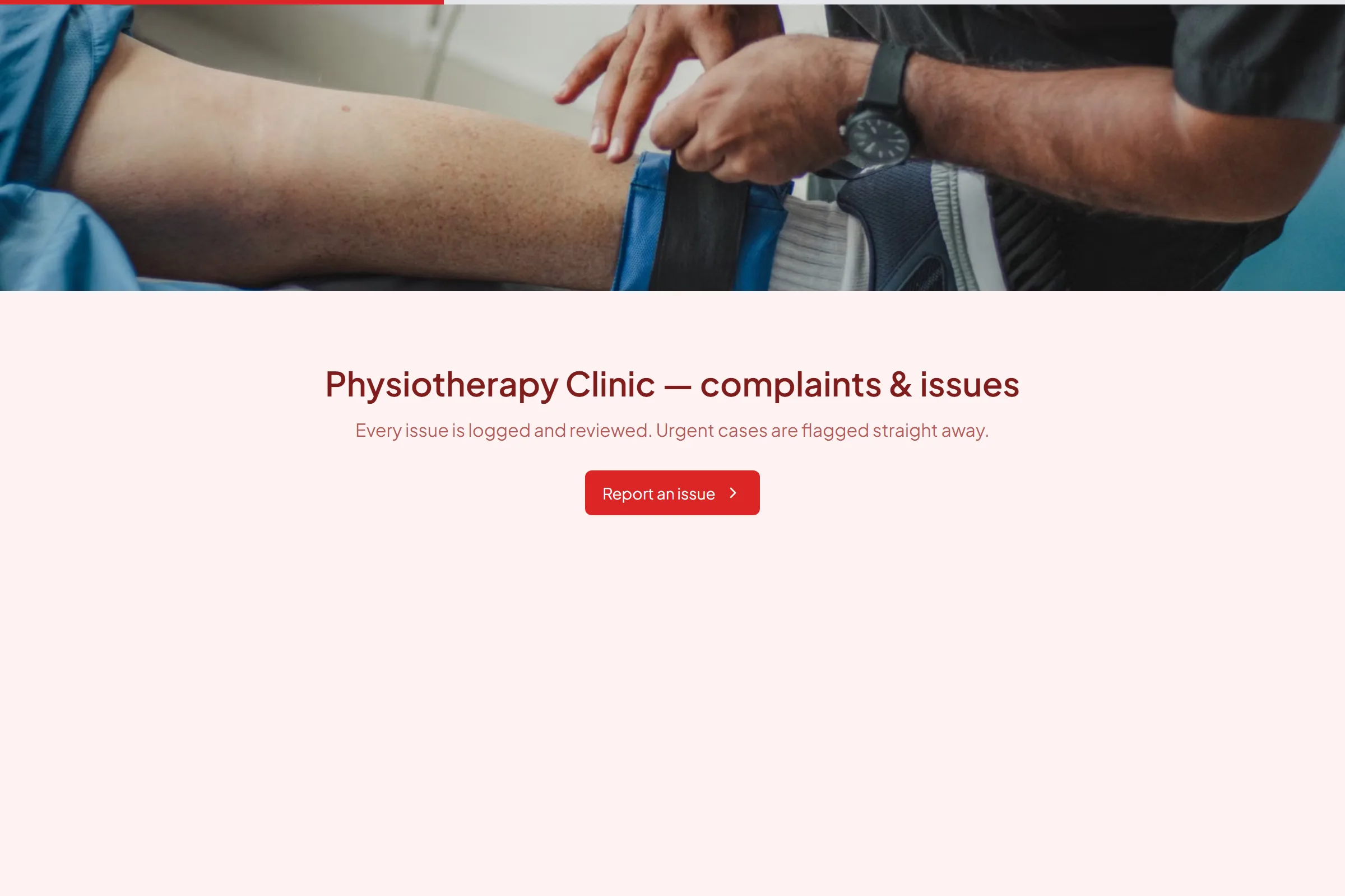 Physiotherapy Clinic Complaint / Issue Form template preview