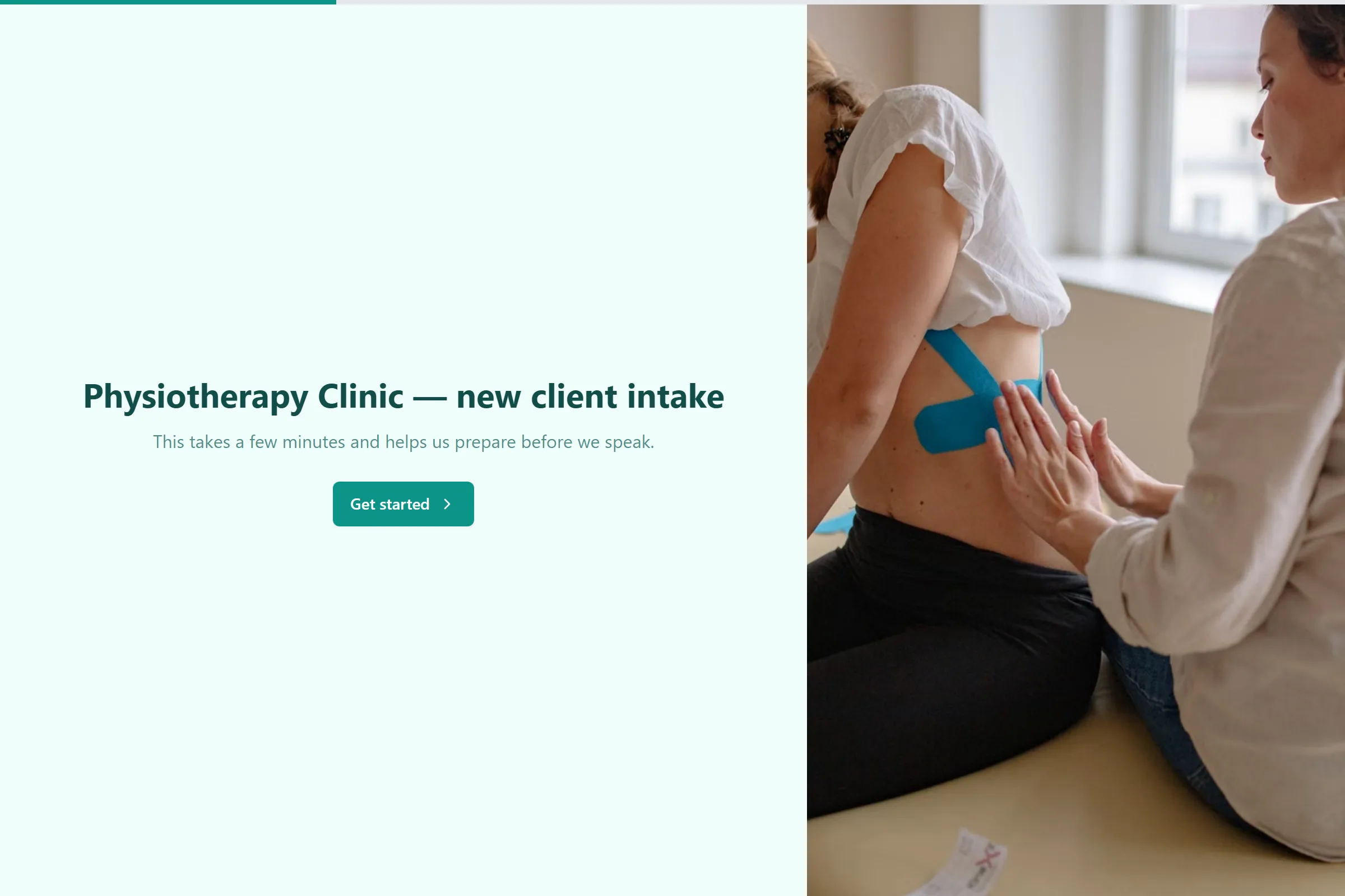 Physiotherapy Clinic New Client Intake template preview