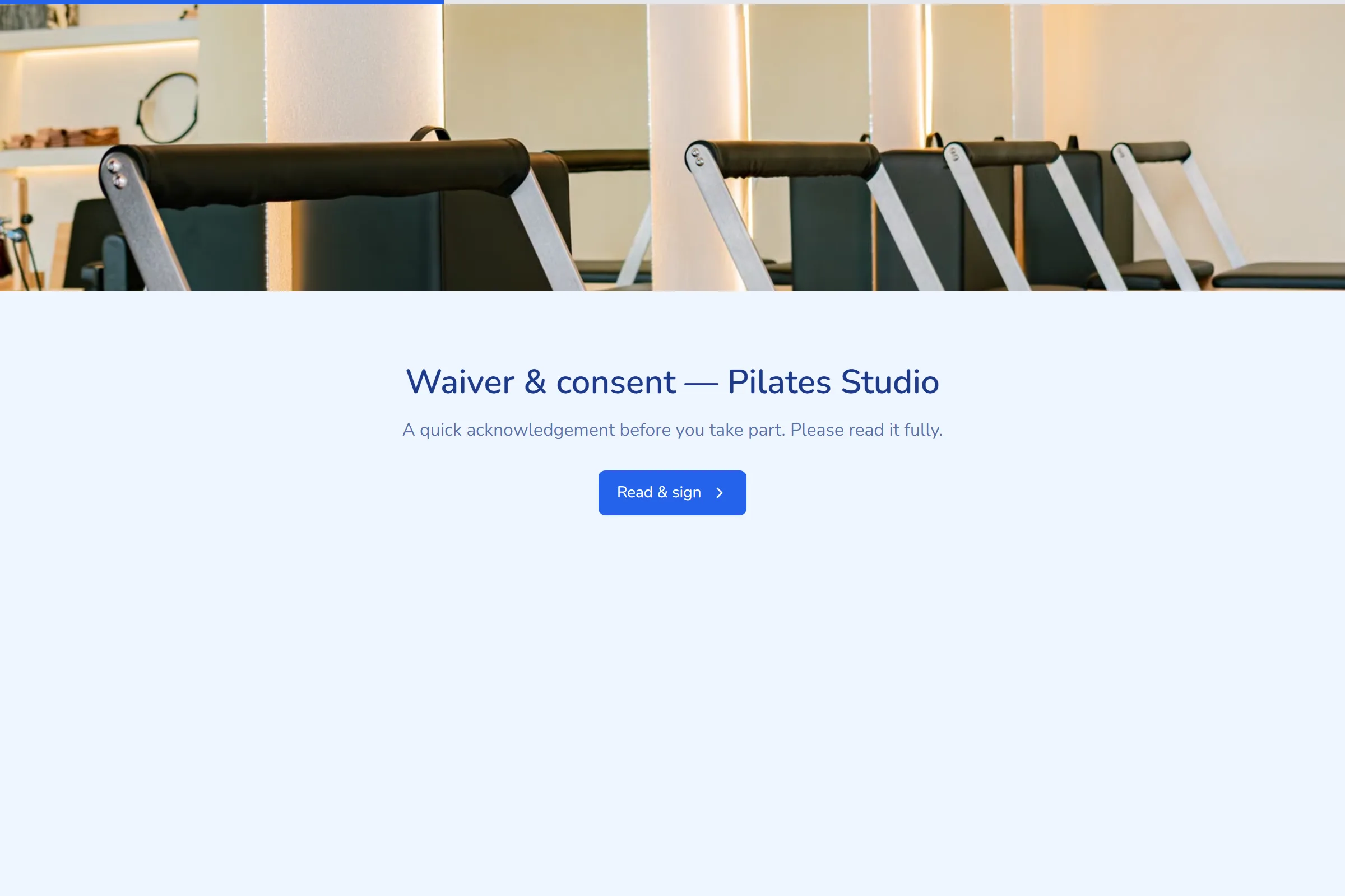 Pilates Studio Liability Waiver & Consent template preview