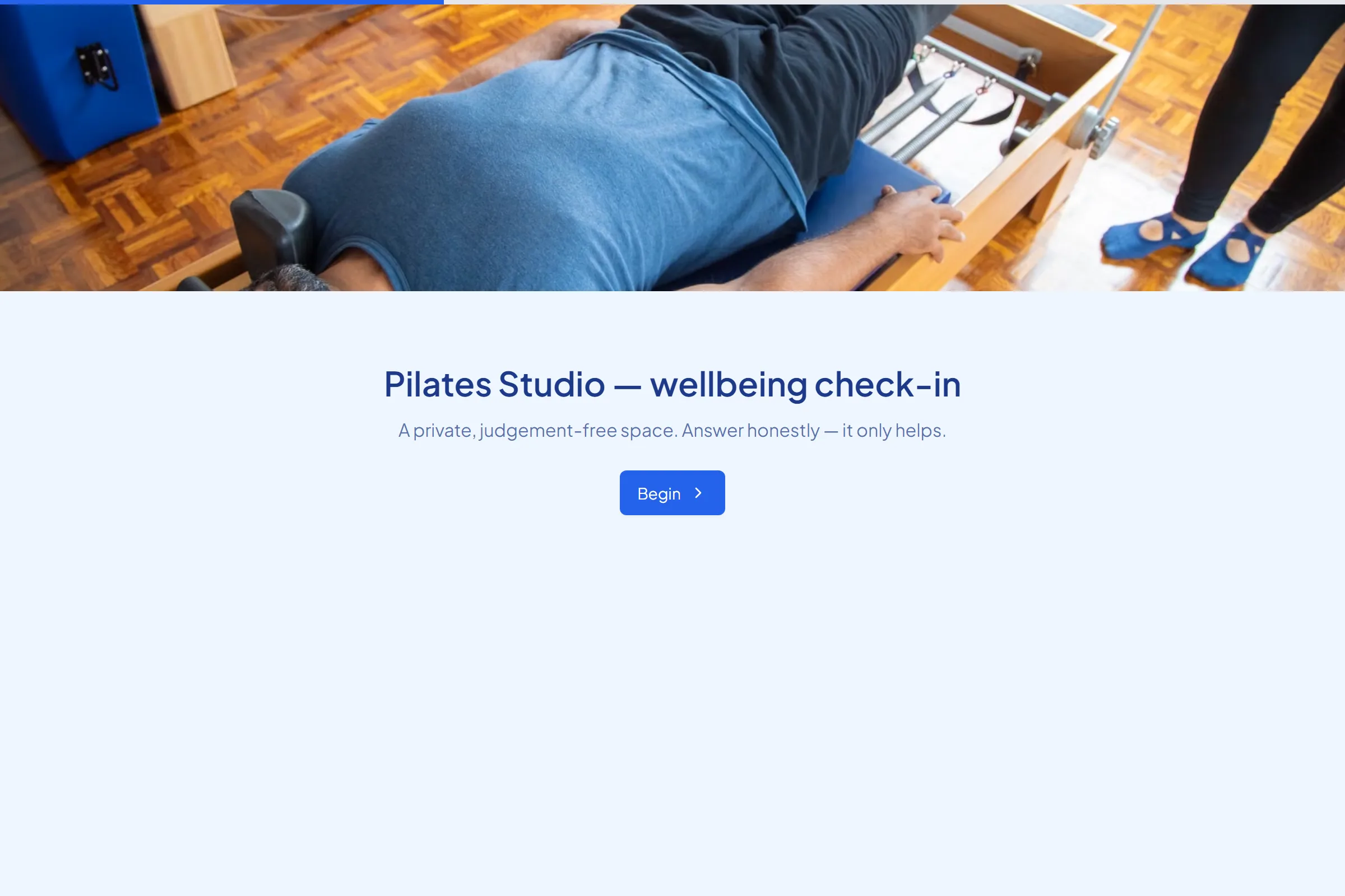 Pilates Studio Wellbeing Check-in template preview