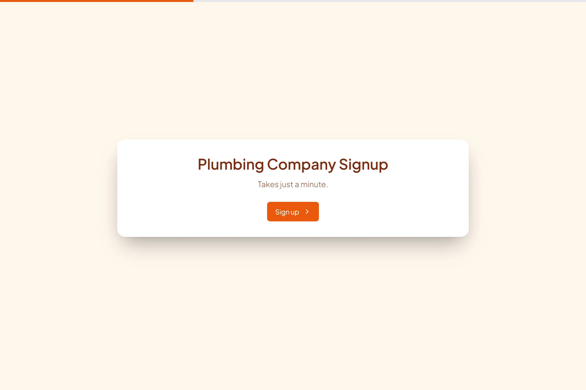 Plumbing Company Signup template preview