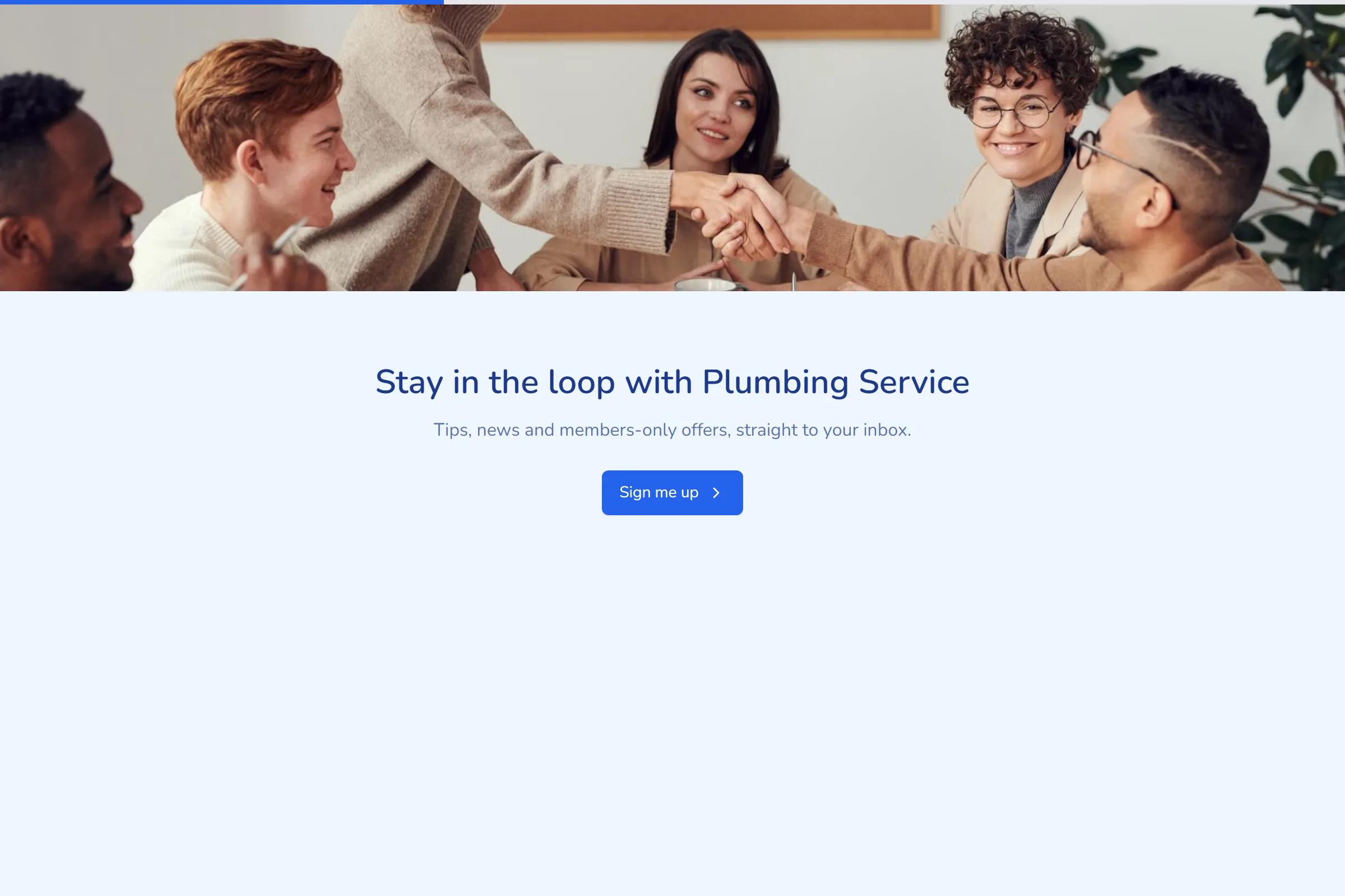 Plumbing Service Newsletter & Updates Signup template preview