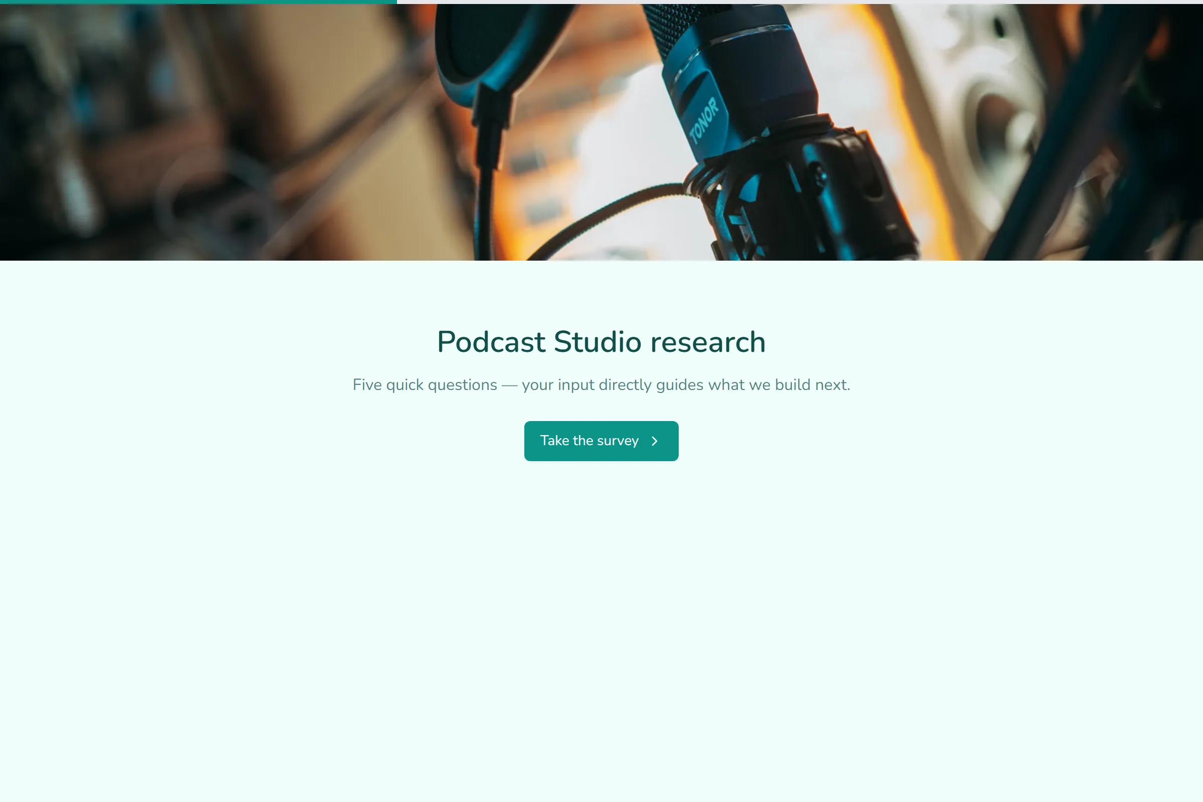 Podcast Studio Market Research Survey template preview