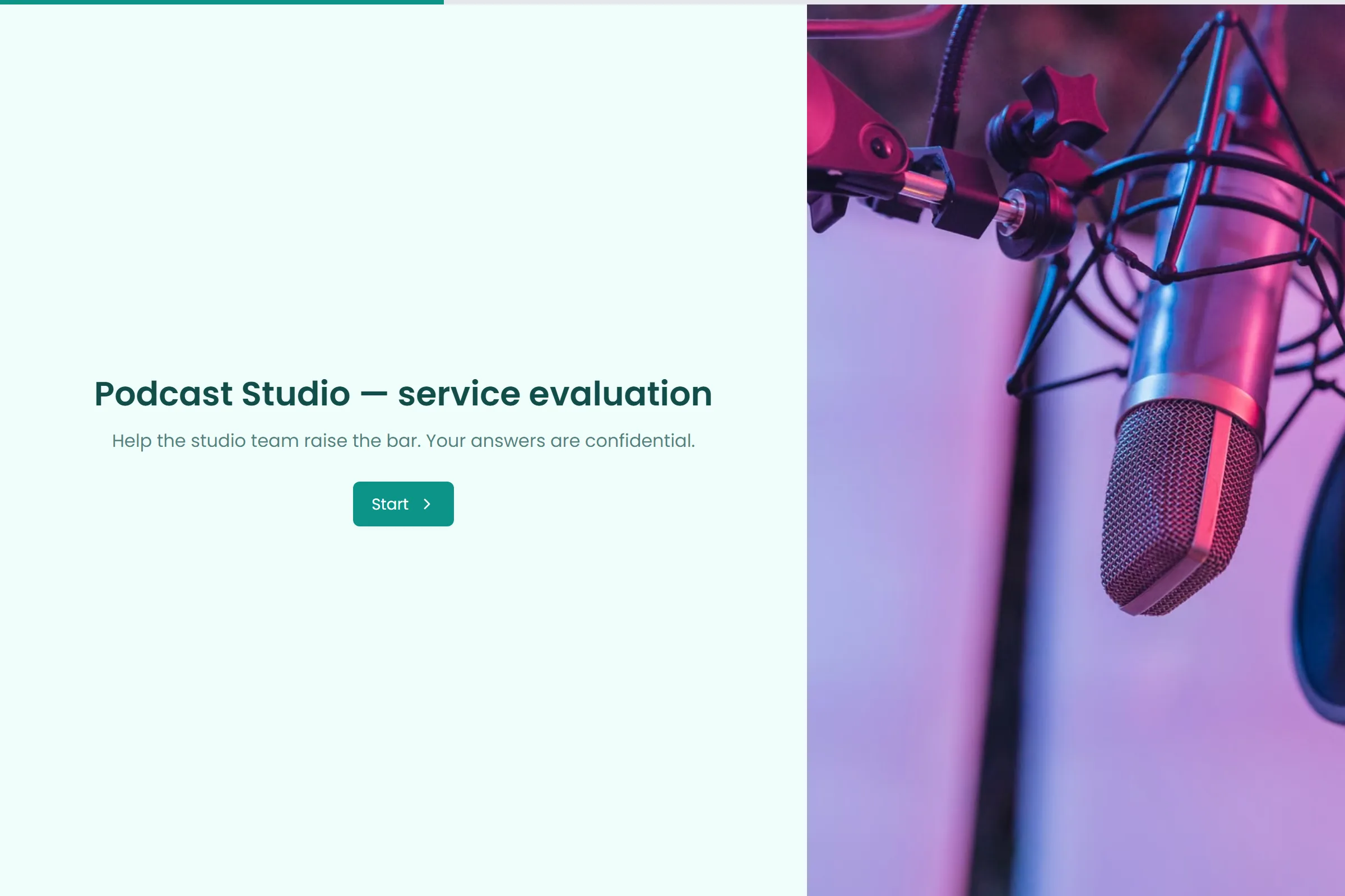 Podcast Studio Service Evaluation template preview