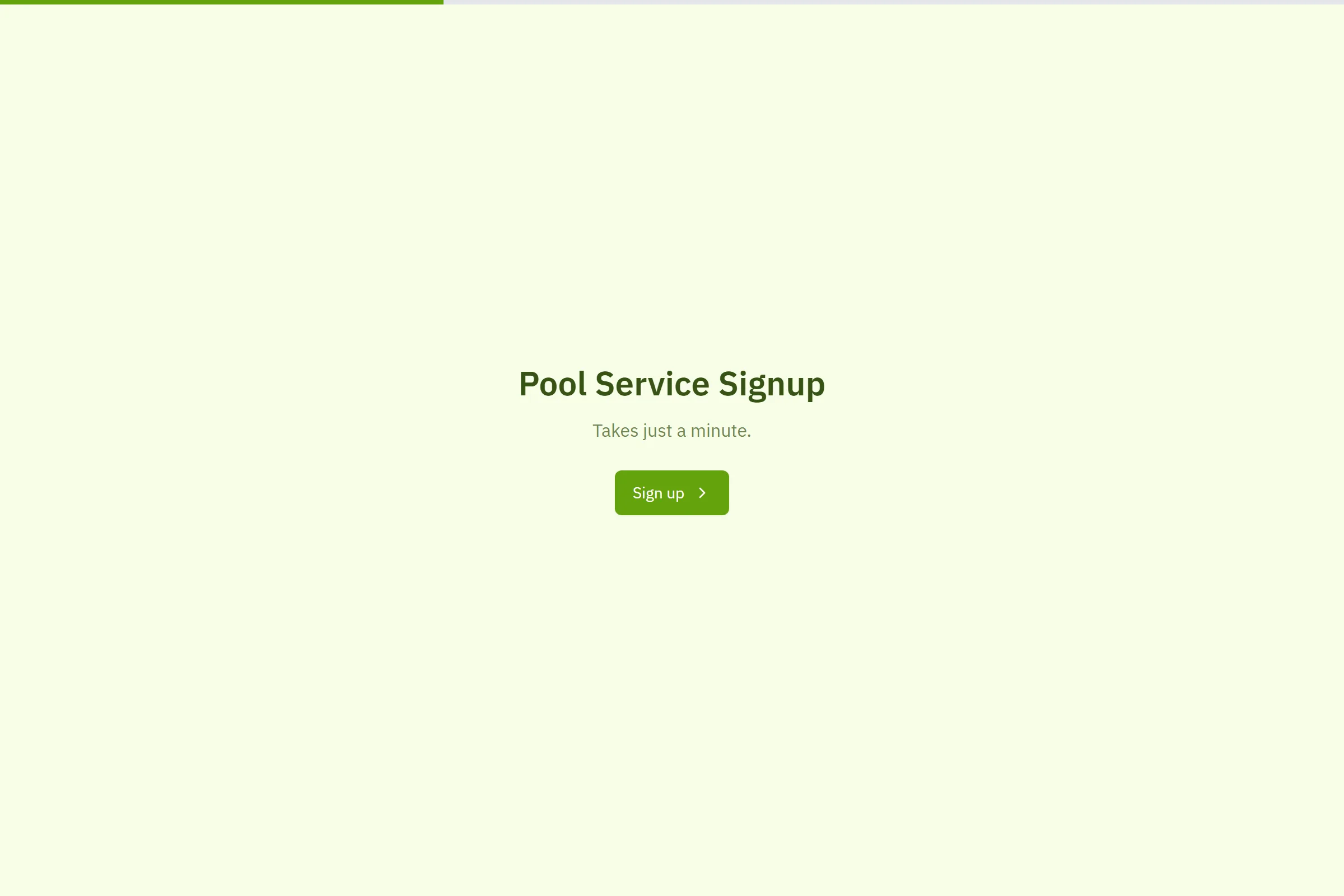 Pool Service Signup template preview