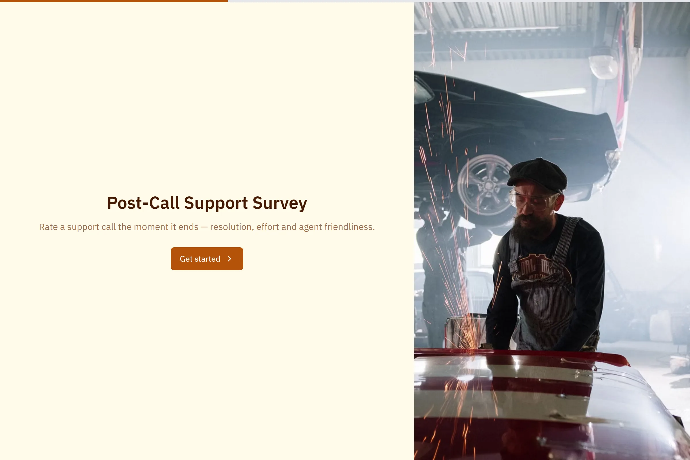 Post-Call Support Survey template preview