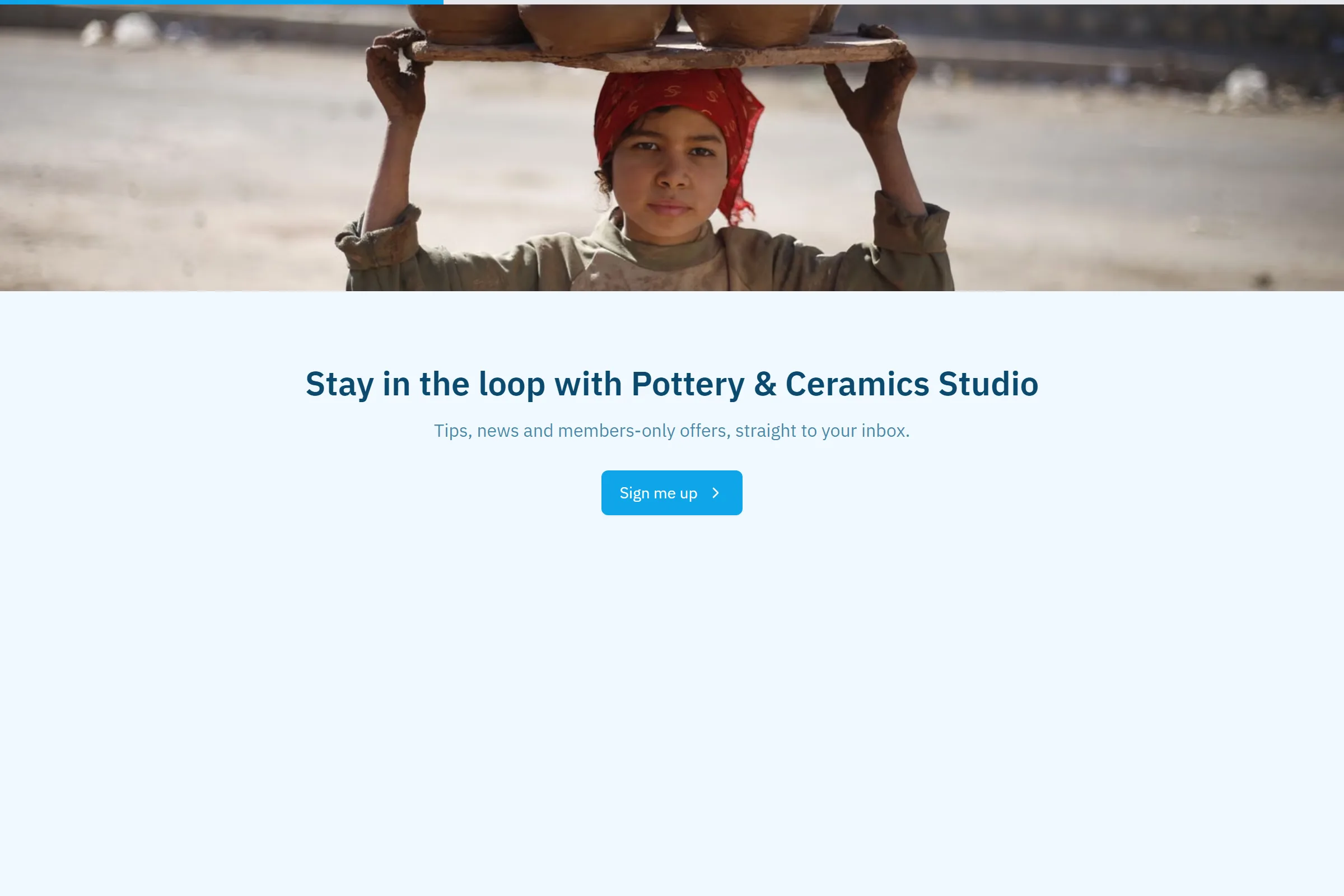 Pottery & Ceramics Studio Newsletter & Updates Signup template preview