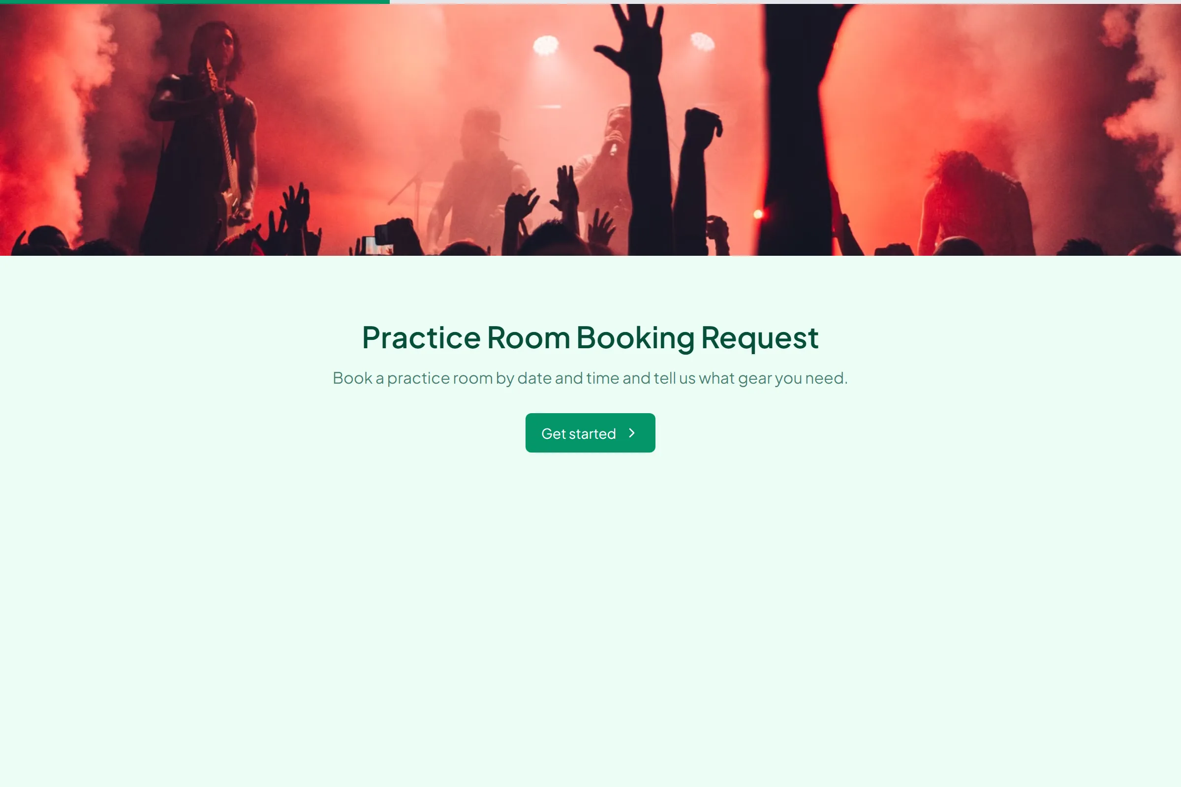 Practice Room Booking Request template preview